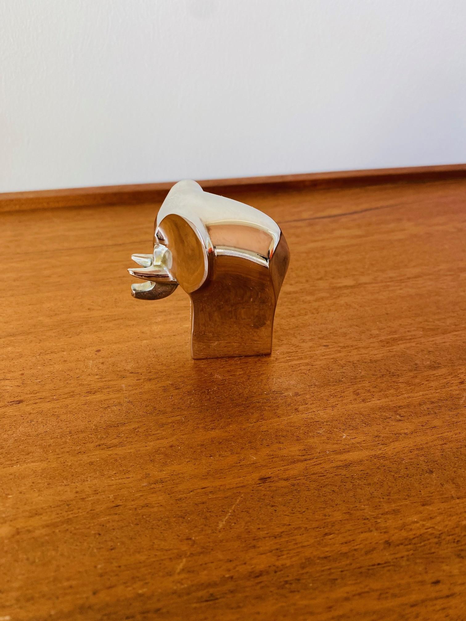 Scandinavian Modern 1970s Rare Elephant Dansk Animal Paperweight Silver Plated by Gunnar Cyren