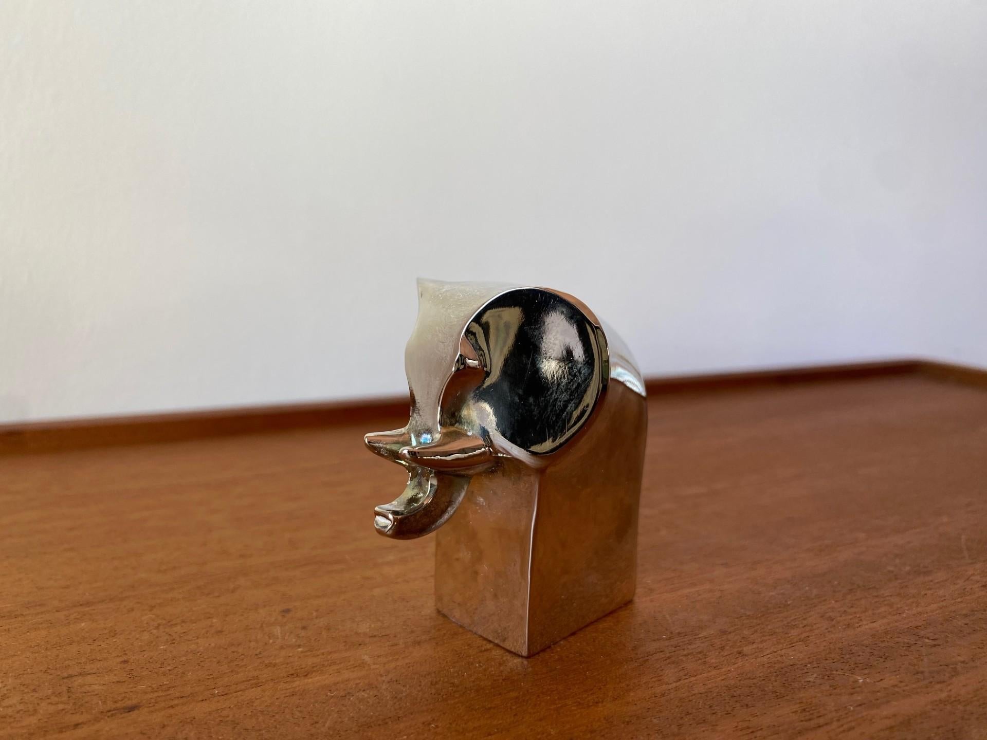 1970s Rare Elephant Dansk Animal Paperweight Silver Plated by Gunnar Cyren In Excellent Condition In San Diego, CA