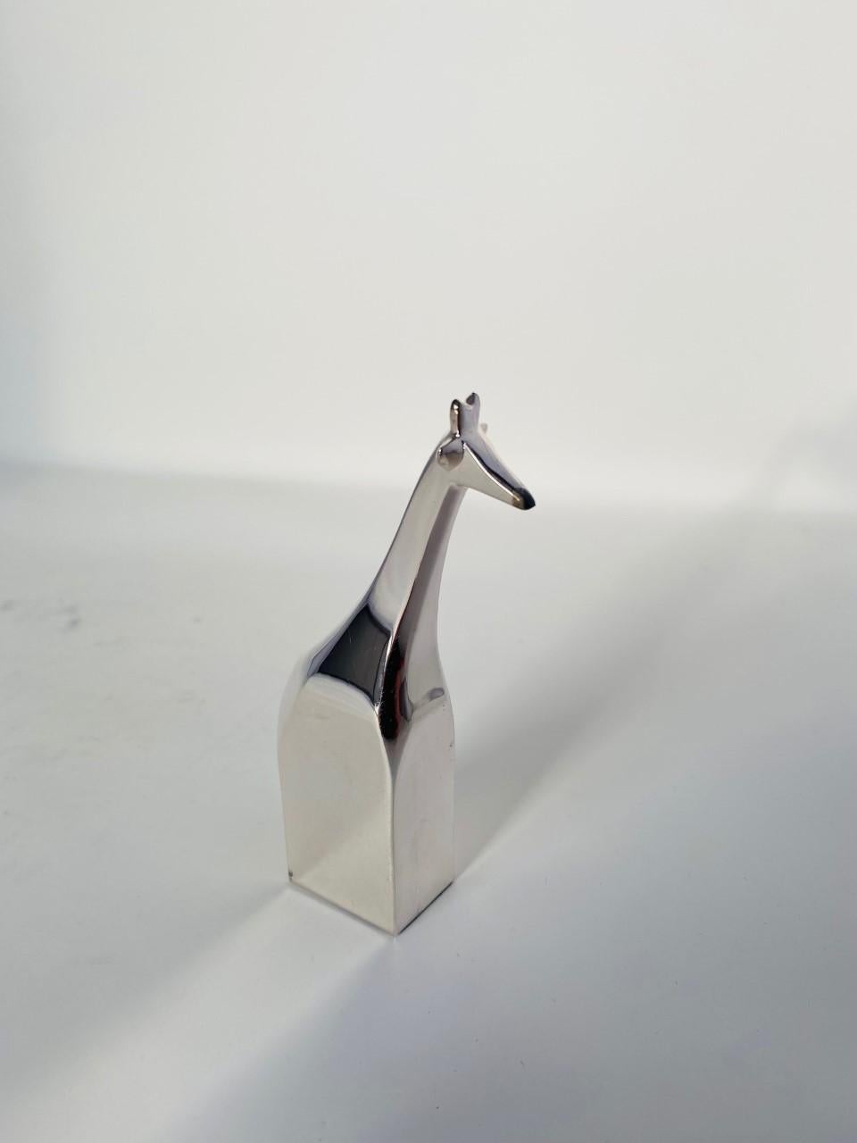 1970s Rare Giraffe Dansk Animal Paperweight Silver Plated by Gunnar Cyren 3