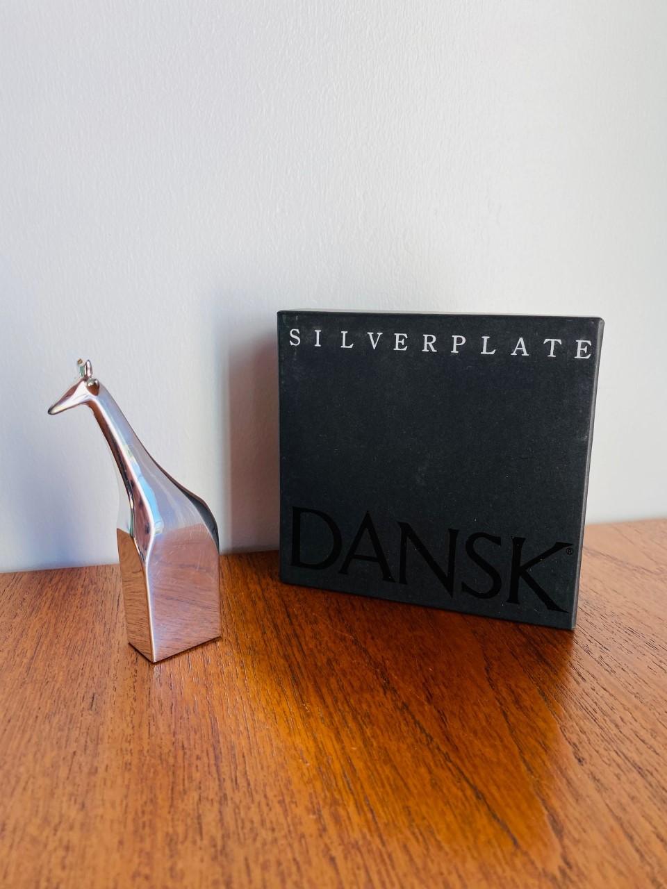 Japanese 1970s Rare Giraffe Dansk Animal Paperweight Silver Plated by Gunnar Cyren