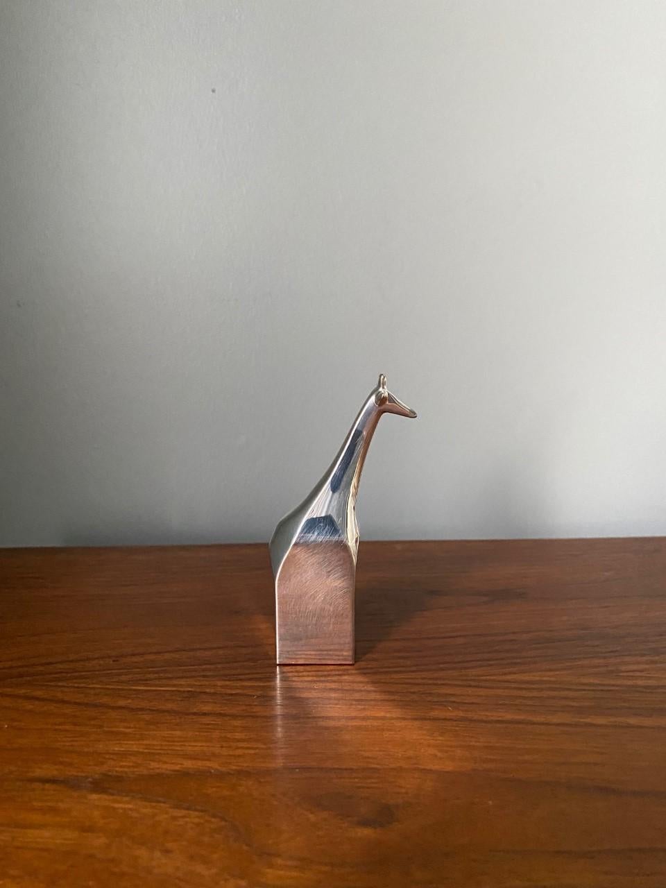 1970s Rare Giraffe Dansk Animal Paperweight Silver Plated by Gunnar Cyren In Excellent Condition In San Diego, CA
