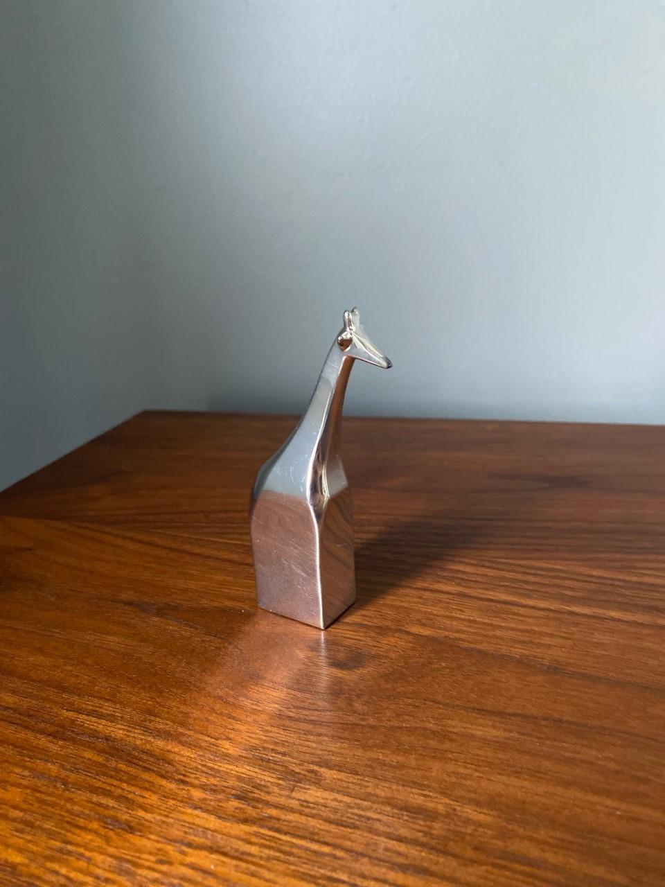 Zinc 1970s Rare Giraffe Dansk Animal Paperweight Silver Plated by Gunnar Cyren