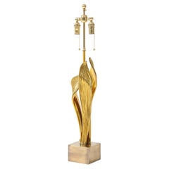 1970's Rare Golden Amaryllis lamp by Chrystiane Charles