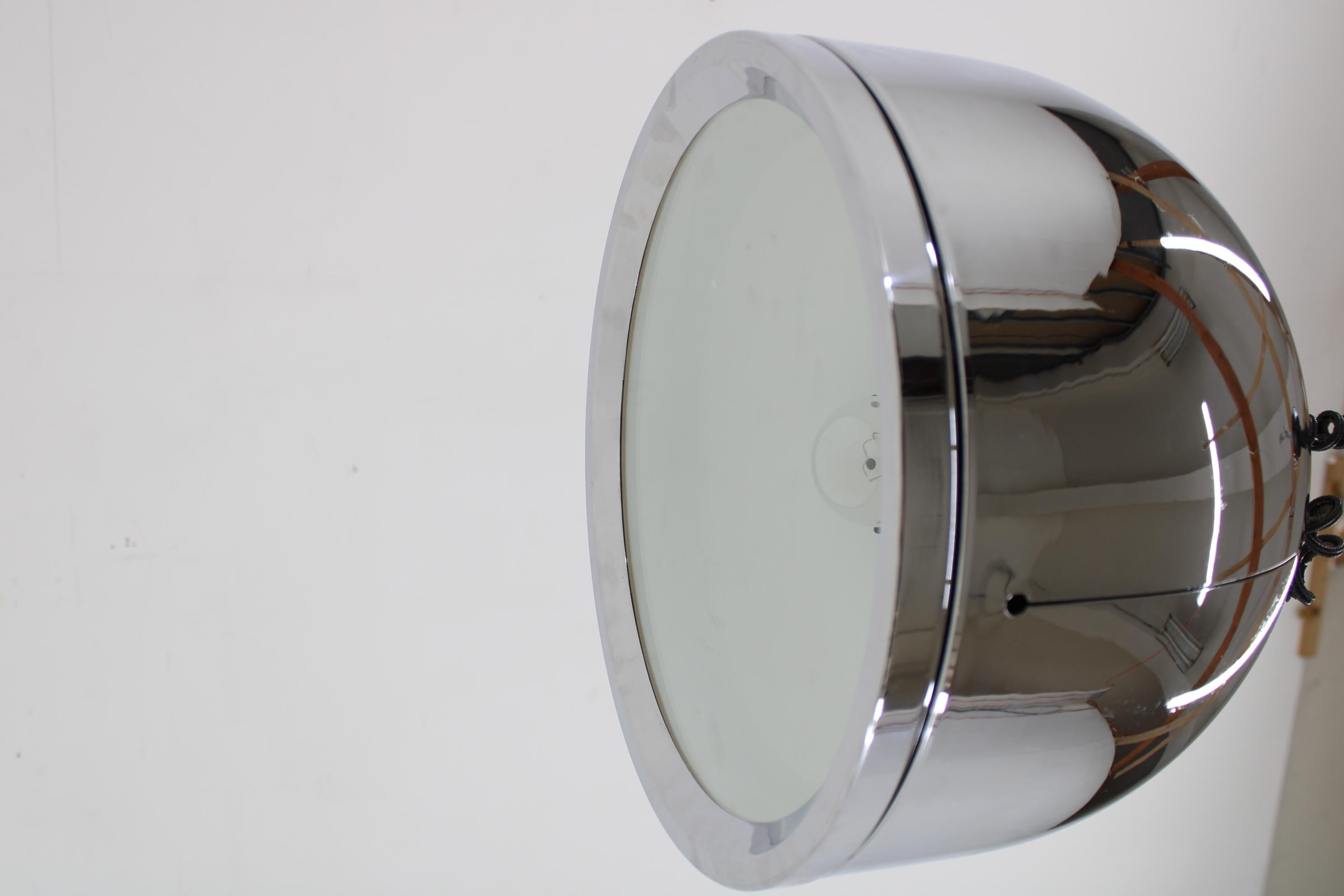 1970s Rare Italian Chrome Plated Adjustable Pendant Light en vente 3