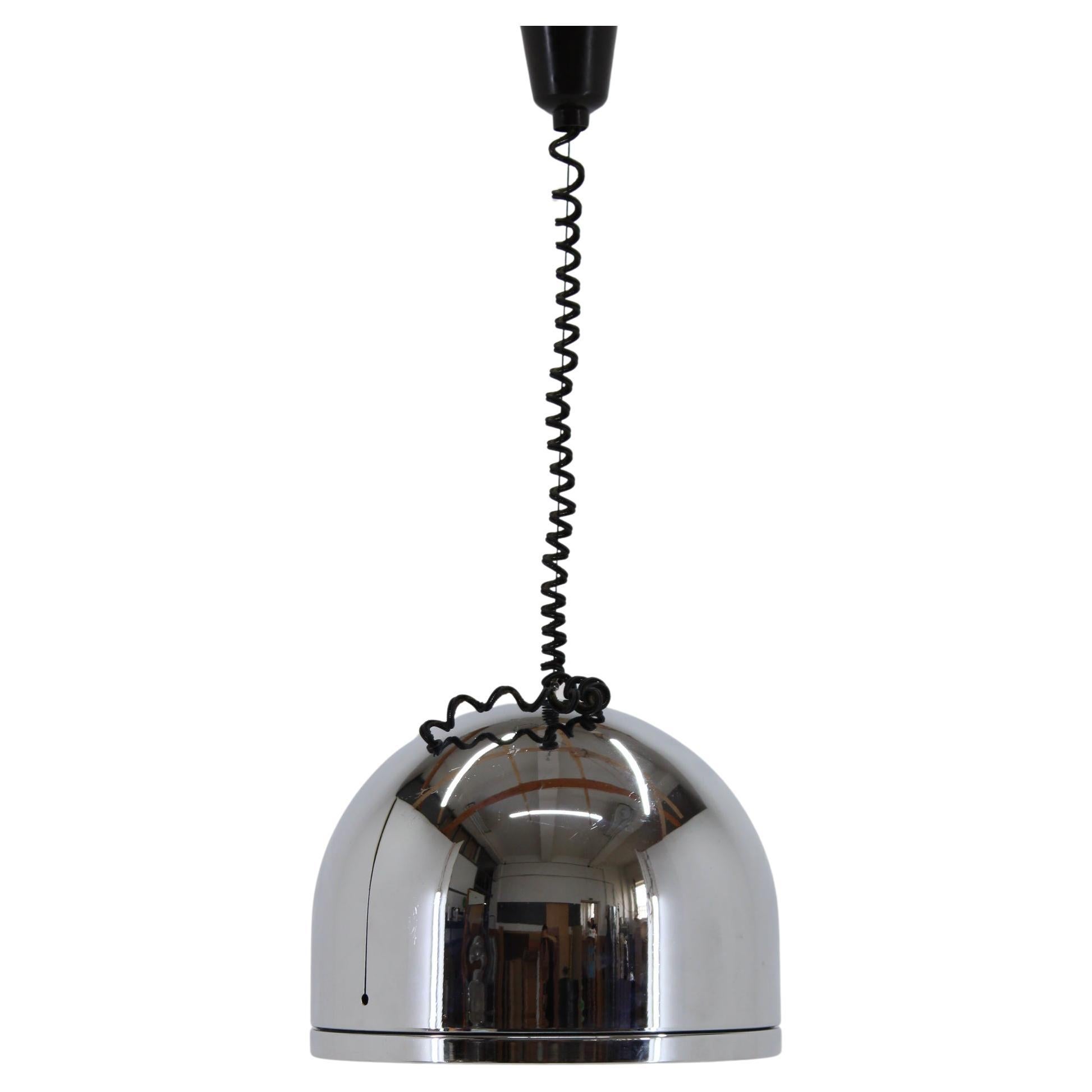 1970s Rare Italian Chrome Plated Adjustable Pendant Light