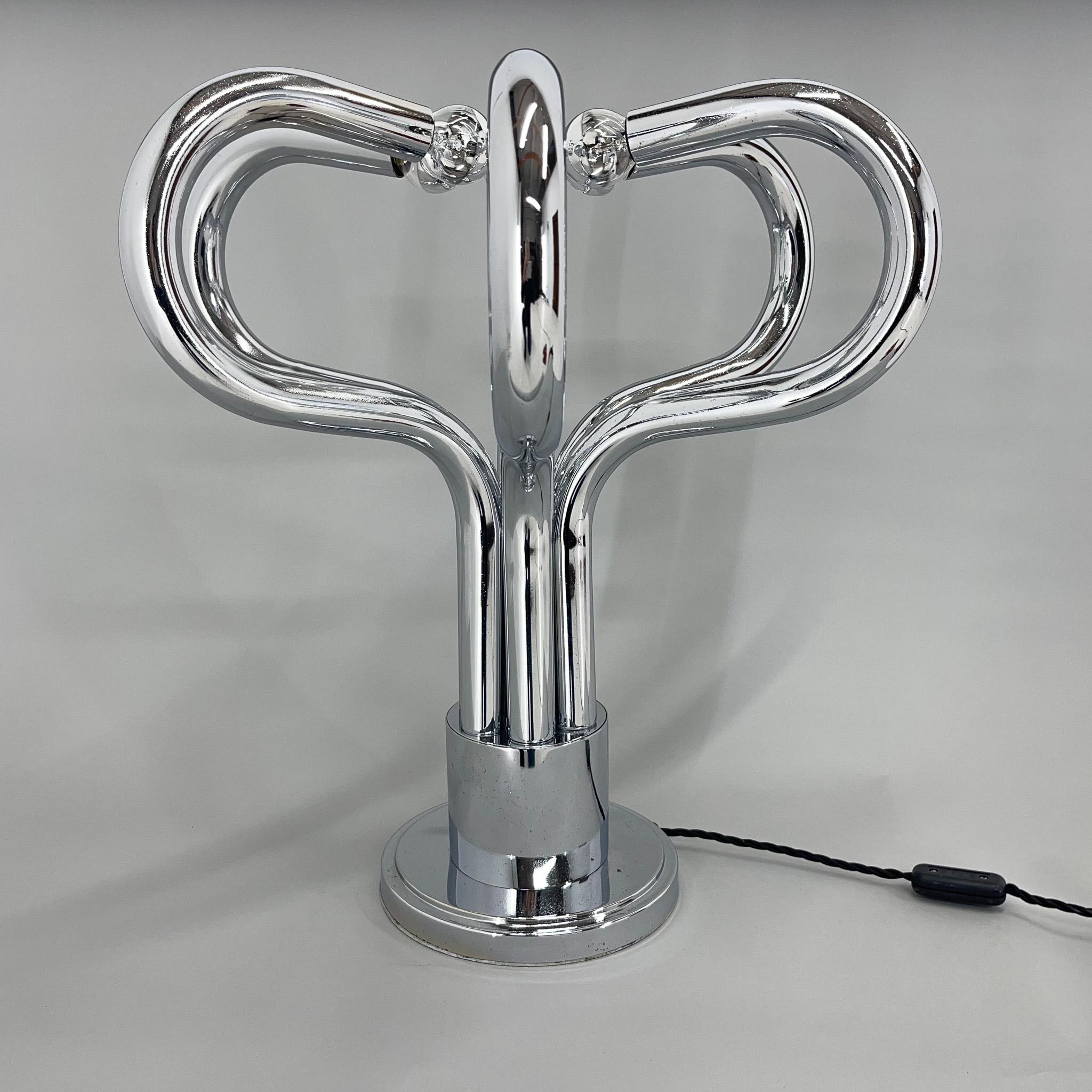 1970's Rare Italian Chrome Space Age Table Lamp by Stilux Milano For Sale 6