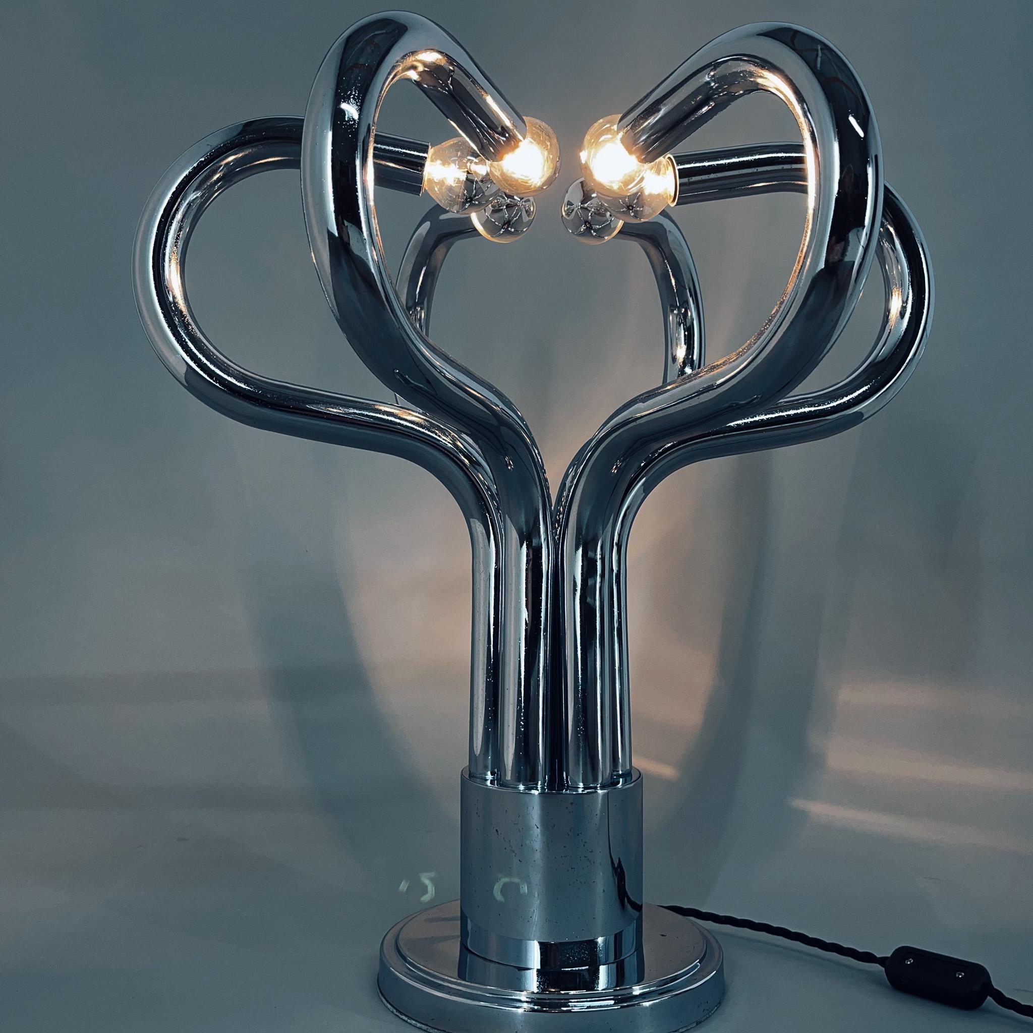 1970's Rare Italian Chrome Space Age Table Lamp by Stilux Milano For Sale 8