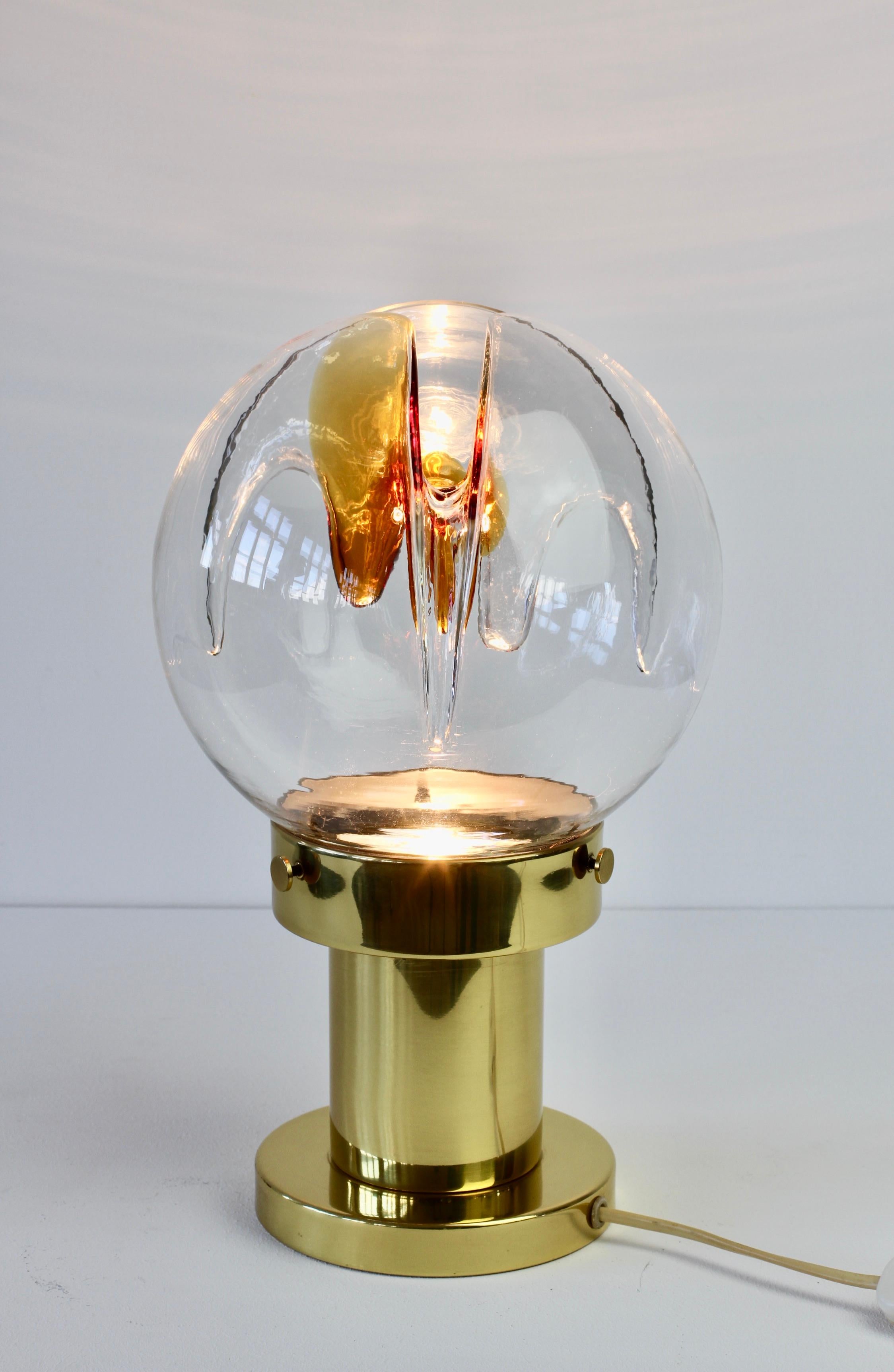 Rare grande lampe de bureau italienne en verre de Murano texturé des années 1970 par Kaiser Leuchten en vente 3