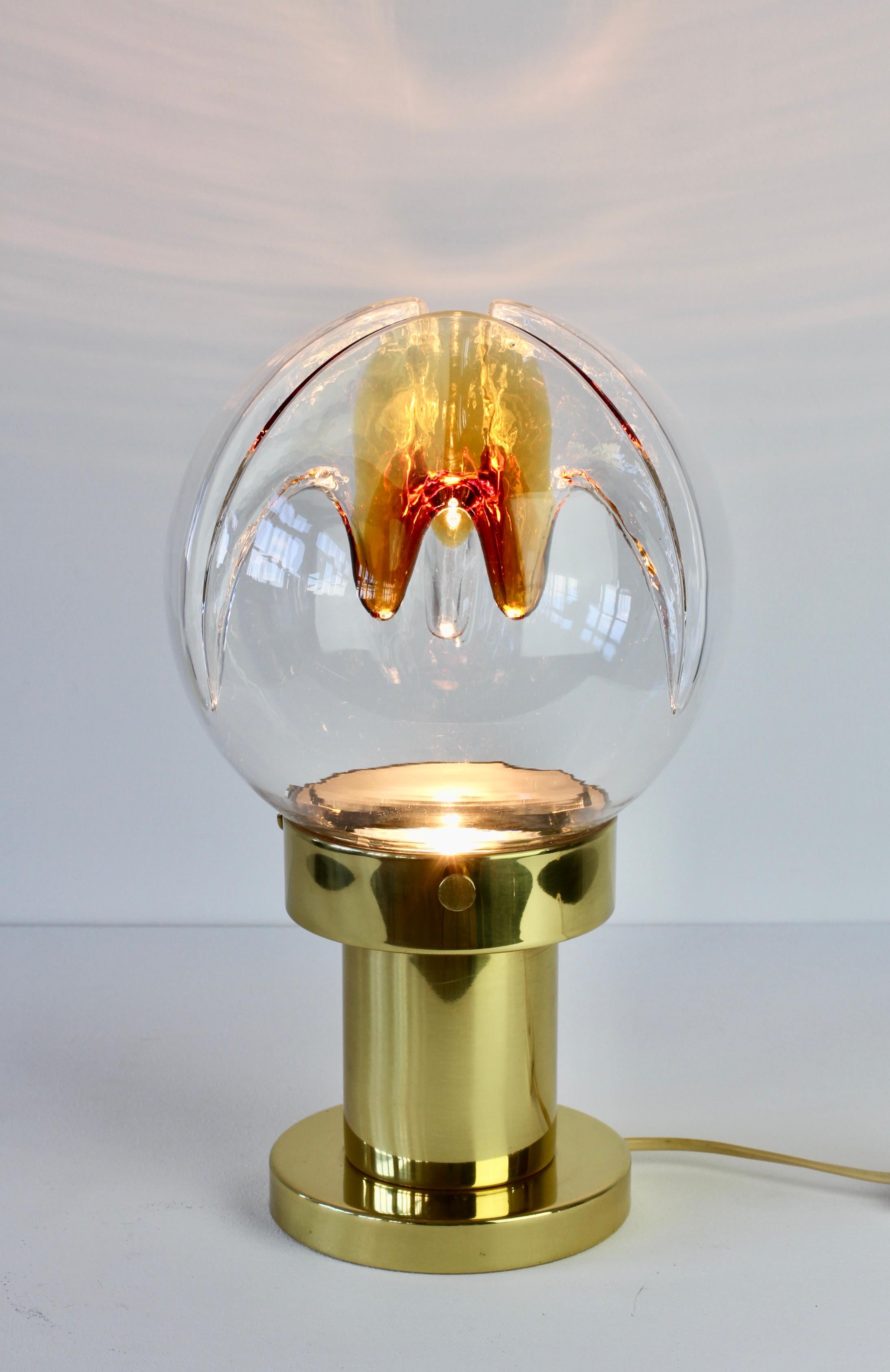 Rare grande lampe de bureau italienne en verre de Murano texturé des années 1970 par Kaiser Leuchten en vente 4