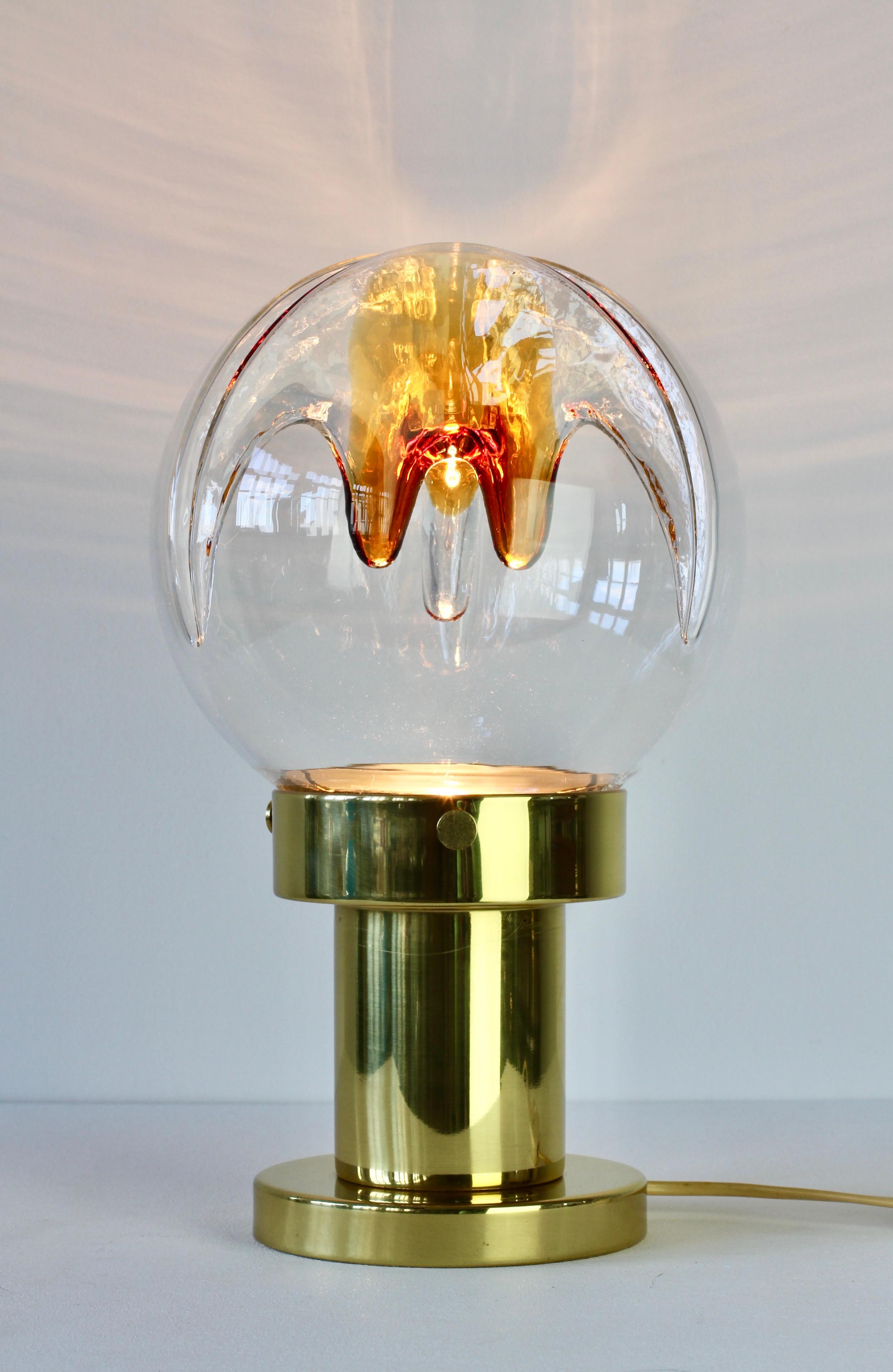 Rare grande lampe de bureau italienne en verre de Murano texturé des années 1970 par Kaiser Leuchten en vente 7
