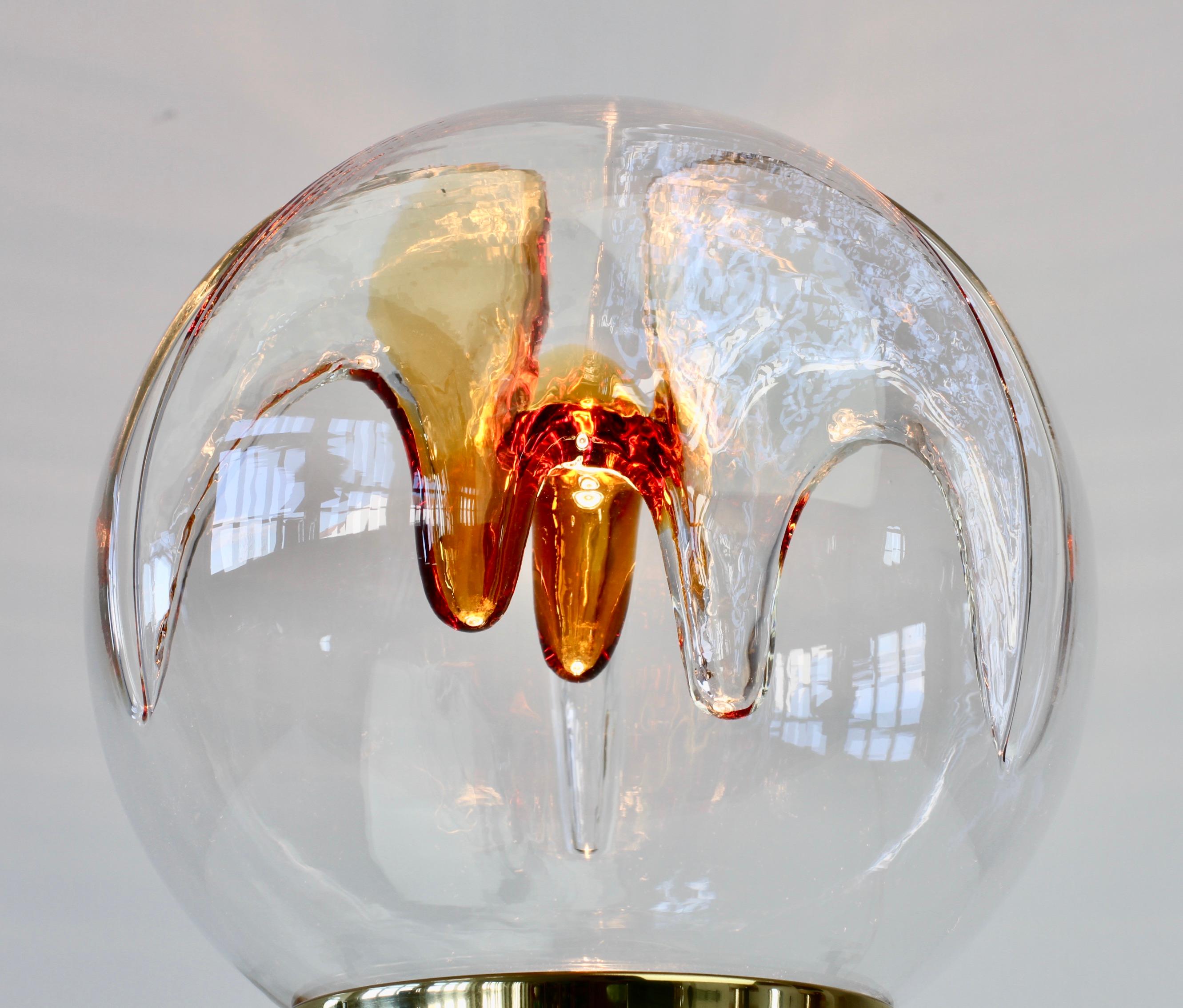 1970er Jahre Seltene große italienische Tischlampe aus strukturiertem Muranoglas von Kaiser Leuchten im Angebot 10