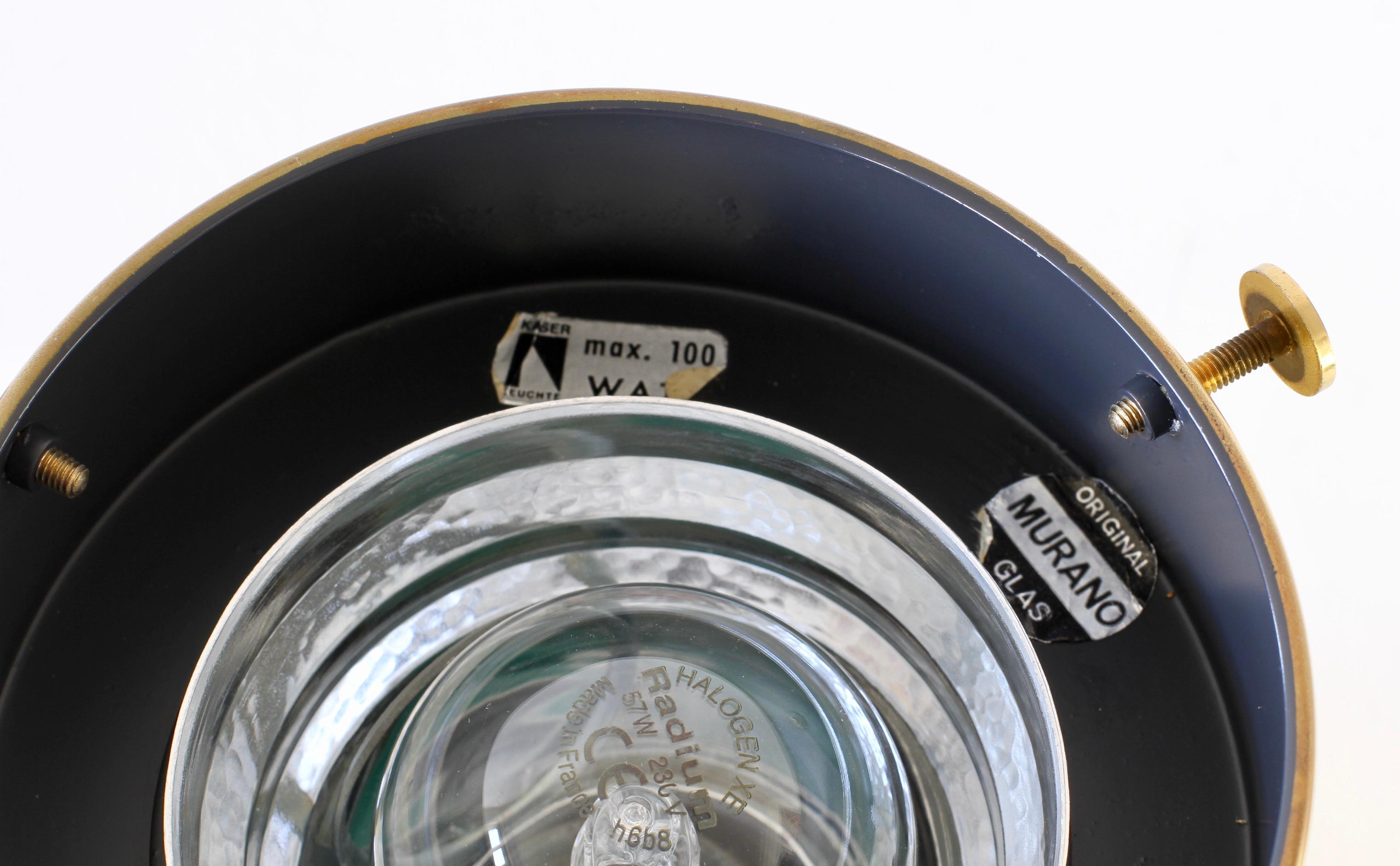 1970er Jahre Seltene große italienische Tischlampe aus strukturiertem Muranoglas von Kaiser Leuchten im Angebot 12