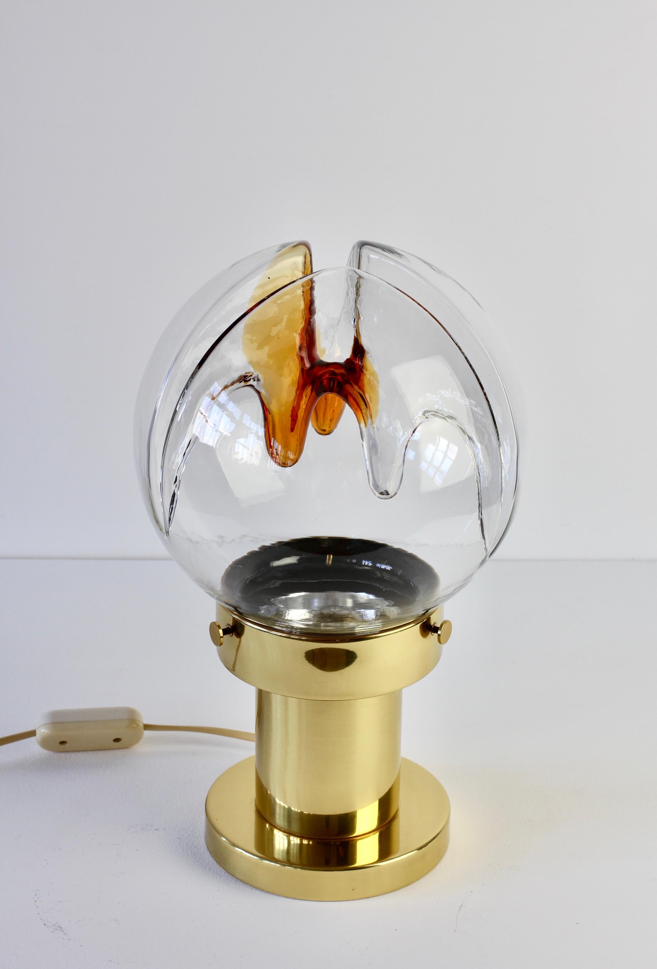Mid-Century Modern Rare grande lampe de bureau italienne en verre de Murano texturé des années 1970 par Kaiser Leuchten en vente