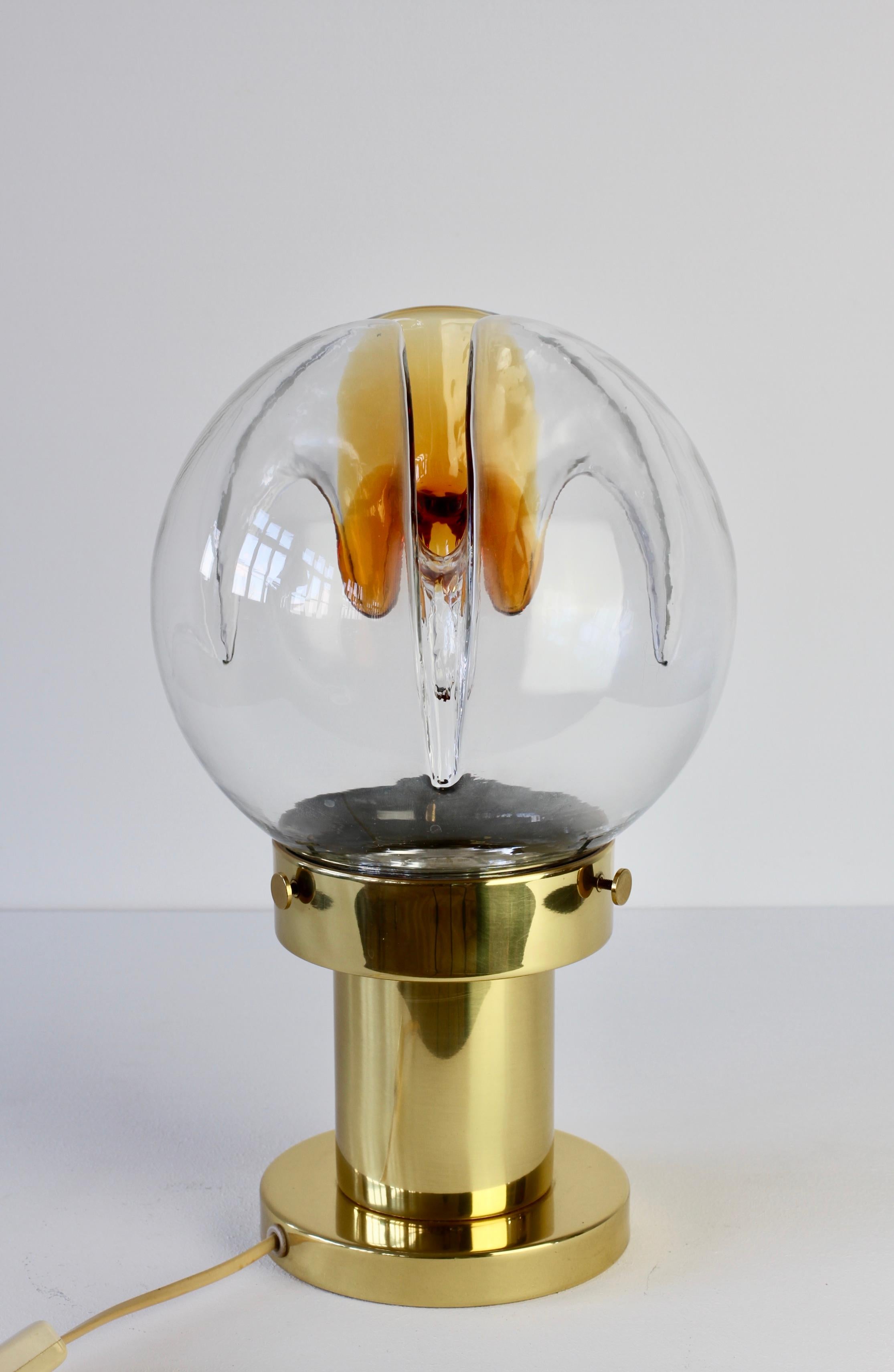 1970er Jahre Seltene große italienische Tischlampe aus strukturiertem Muranoglas von Kaiser Leuchten im Zustand „Gut“ im Angebot in Landau an der Isar, Bayern