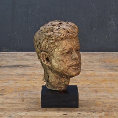 1970s Rare Large Robert Berks Sculpture John F Kennedy Bust Mid-Century JFK Era