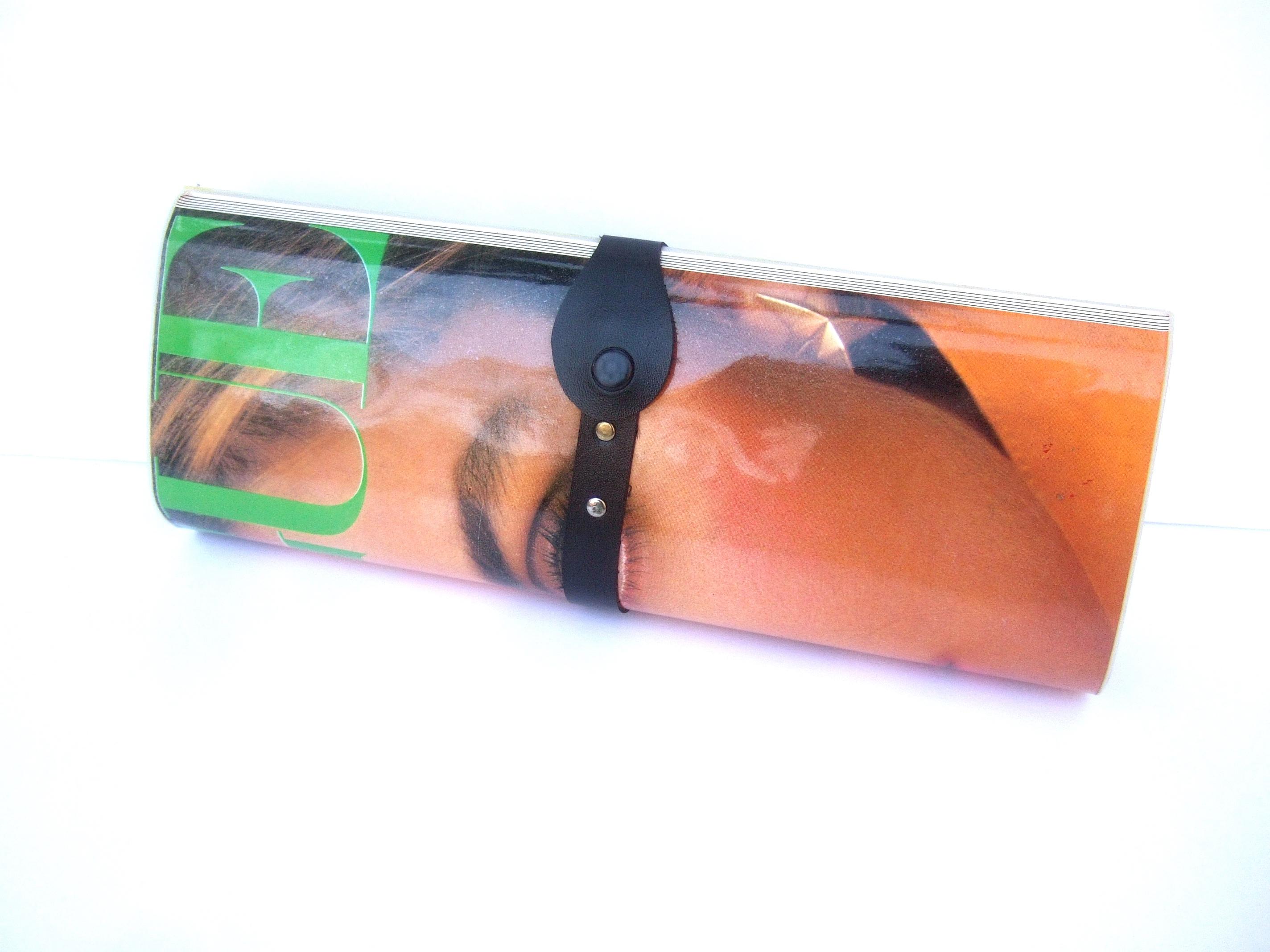 1970s Rare Mod Vogue Magazine Cover Structured Plastic Clutch Purse In Good Condition In University City, MO