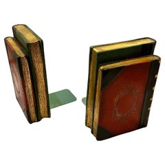 1970's Rare Pair of Bookends Classic Antique Bücher mit Gold Trim von Borghese