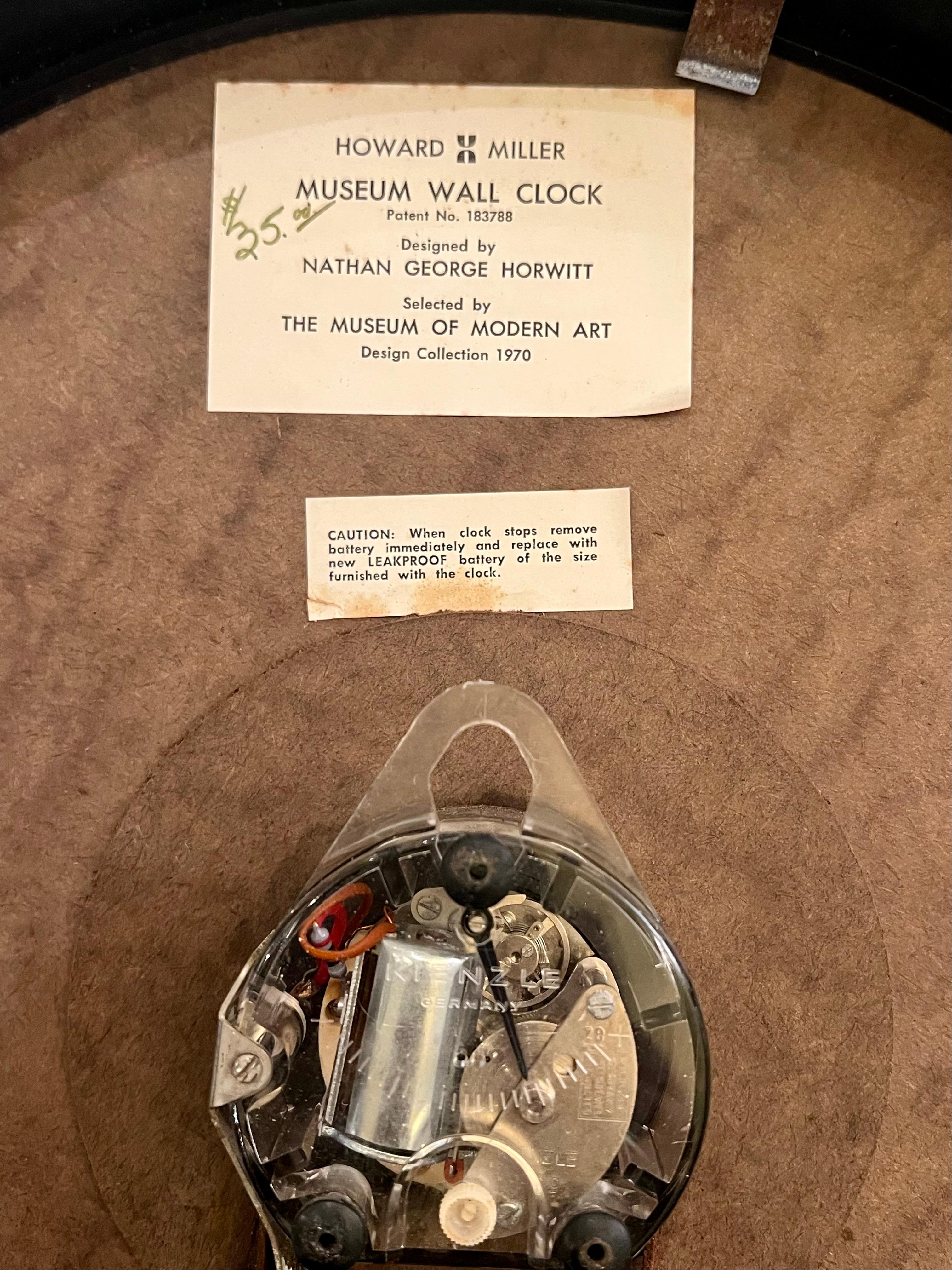 Glass 1970s Rare Postmodern Designed by Nathan Horwitt Wall Clock by Howard Miller