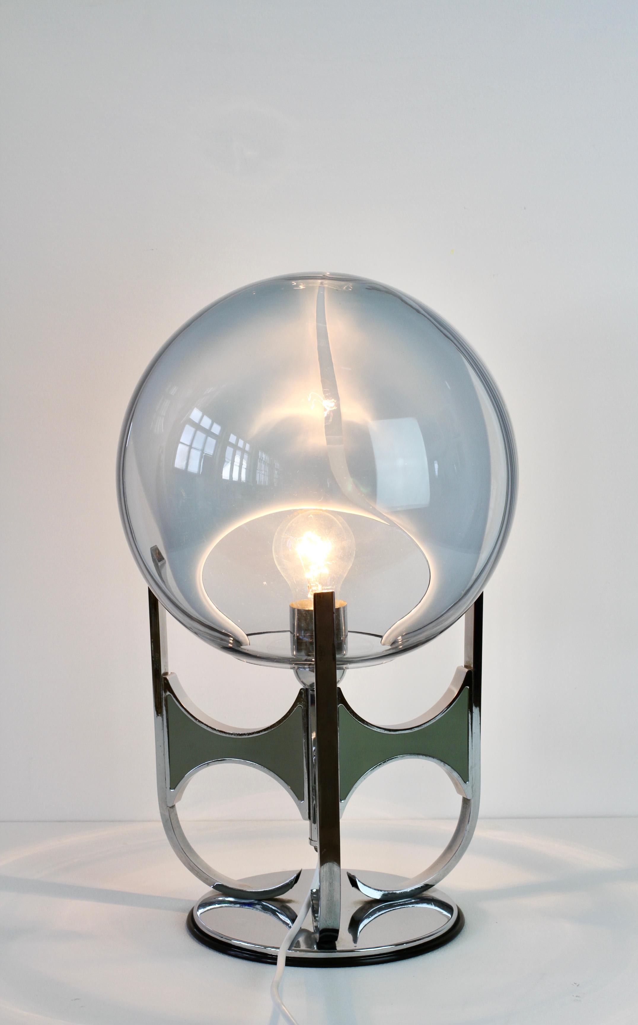 Seltene Toni Zuccheri 'attr.' aus den 1970er Jahren Große italienische Membran Murano Glas Tischlampe im Angebot 3