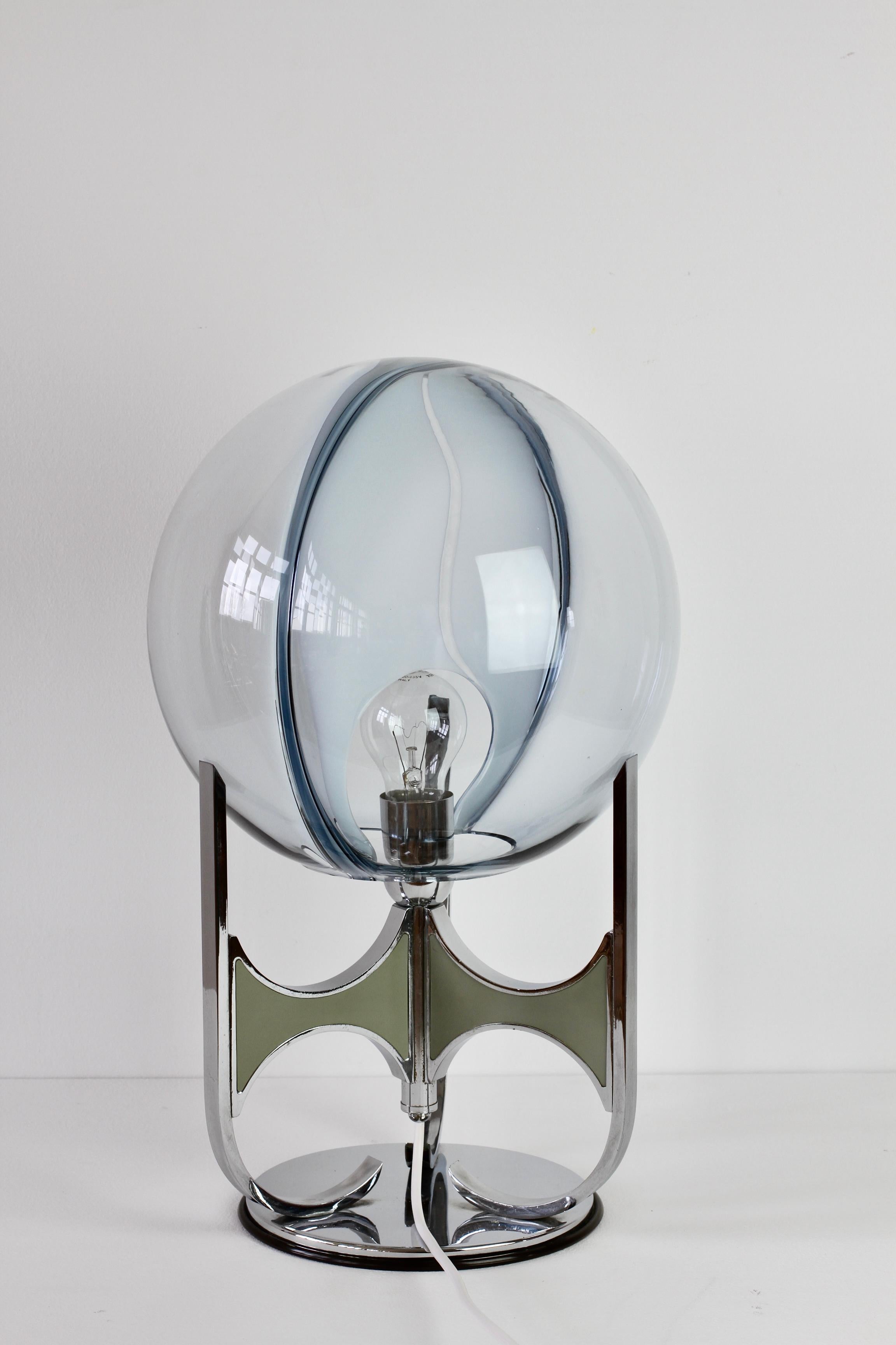 Seltene Toni Zuccheri 'attr.' aus den 1970er Jahren Große italienische Membran Murano Glas Tischlampe im Angebot 6