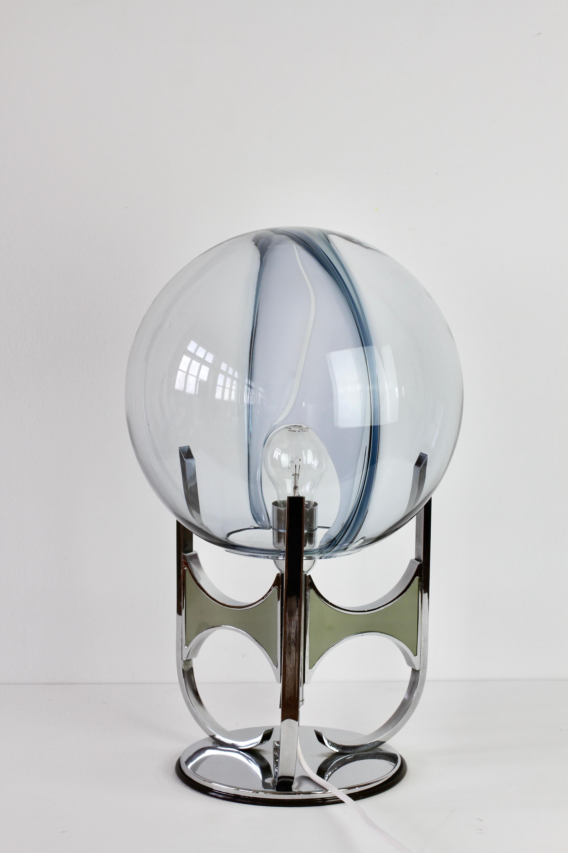 1970s Rare Toni Zuccheri 'attr.' Large Italian Membrane Murano Glass Table Lamp For Sale 7