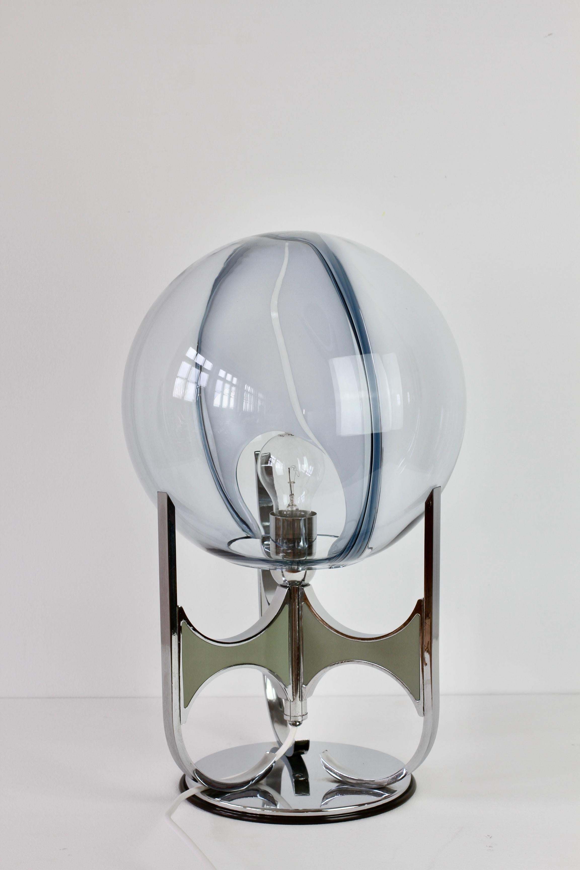 Seltene Toni Zuccheri 'attr.' aus den 1970er Jahren Große italienische Membran Murano Glas Tischlampe im Angebot 8