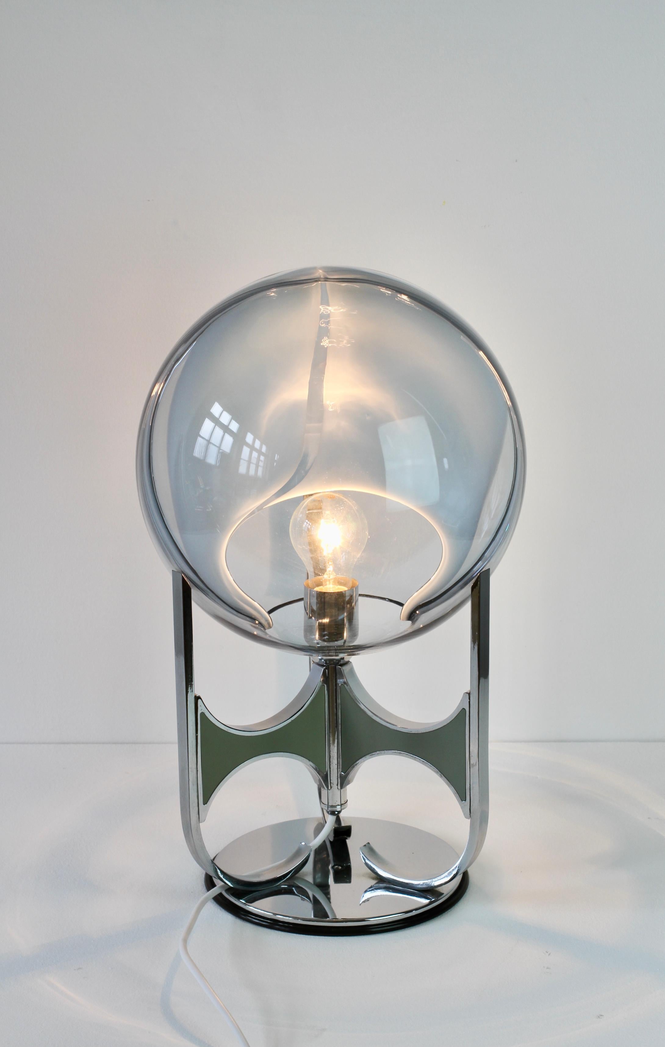 1970s Rare Toni Zuccheri 'attr.' Large Italian Membrane Murano Glass Table Lamp For Sale 10
