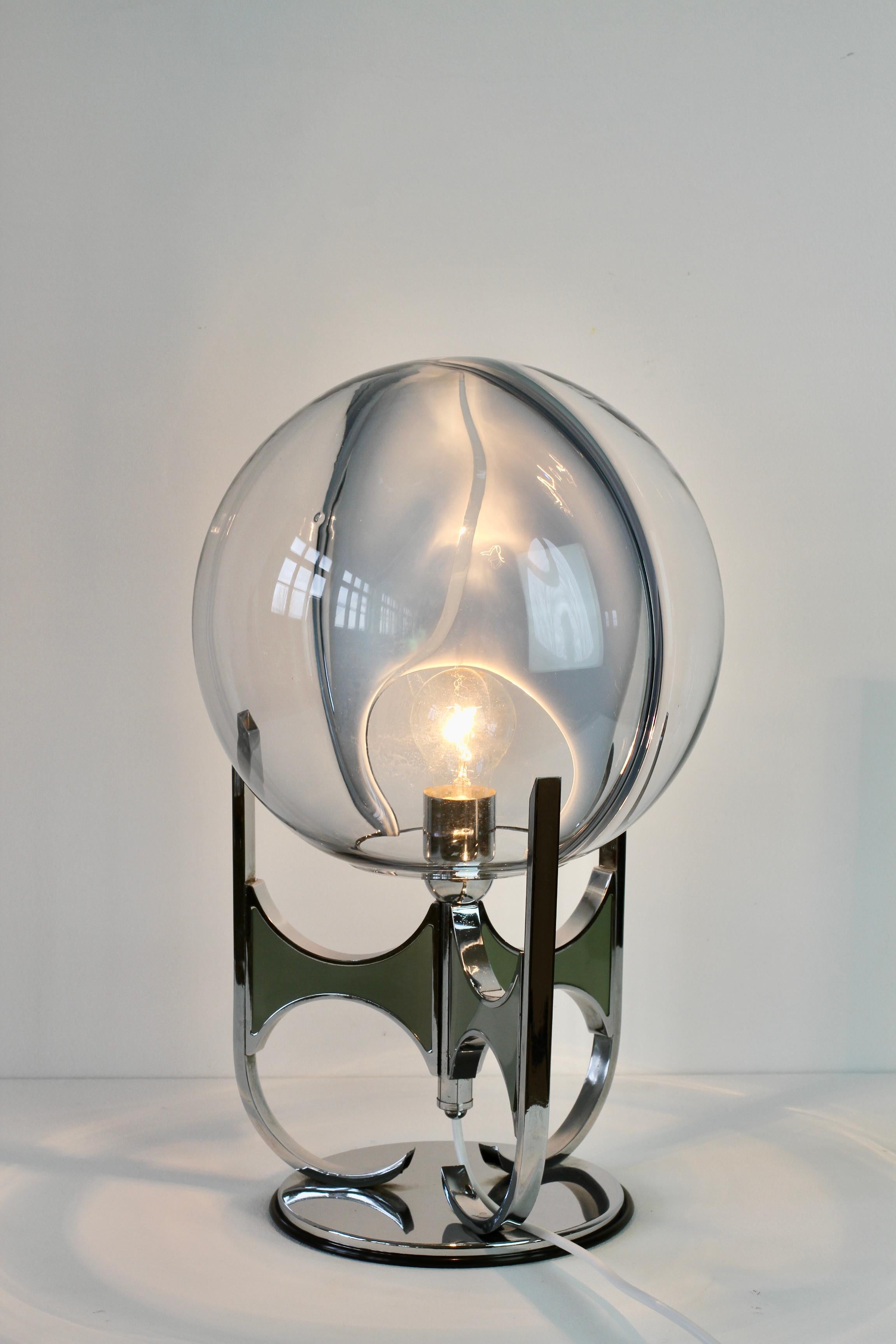 Seltene Toni Zuccheri 'attr.' aus den 1970er Jahren Große italienische Membran Murano Glas Tischlampe (Moderne der Mitte des Jahrhunderts) im Angebot