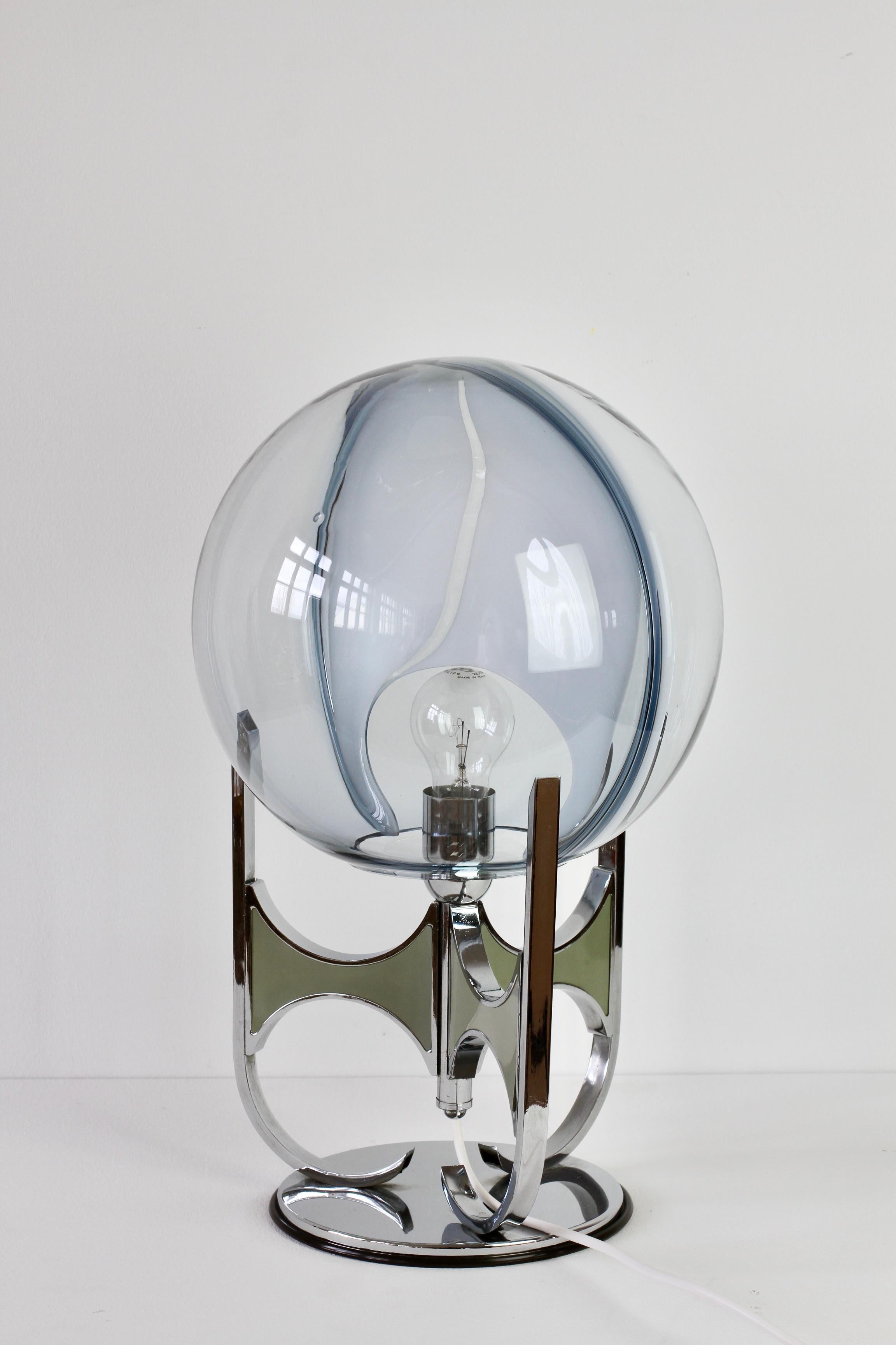 Mid-Century Modern 1970s Rare Toni Zuccheri 'attr.' Large Italian Membrane Murano Glass Table Lamp For Sale