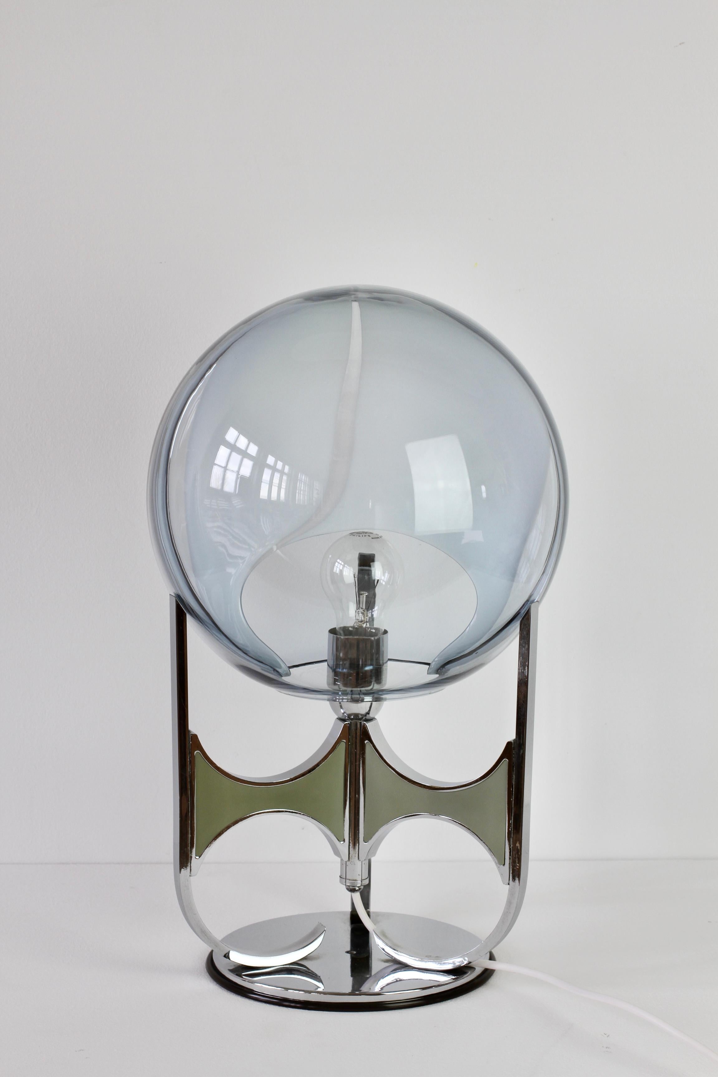 Plated 1970s Rare Toni Zuccheri 'attr.' Large Italian Membrane Murano Glass Table Lamp For Sale