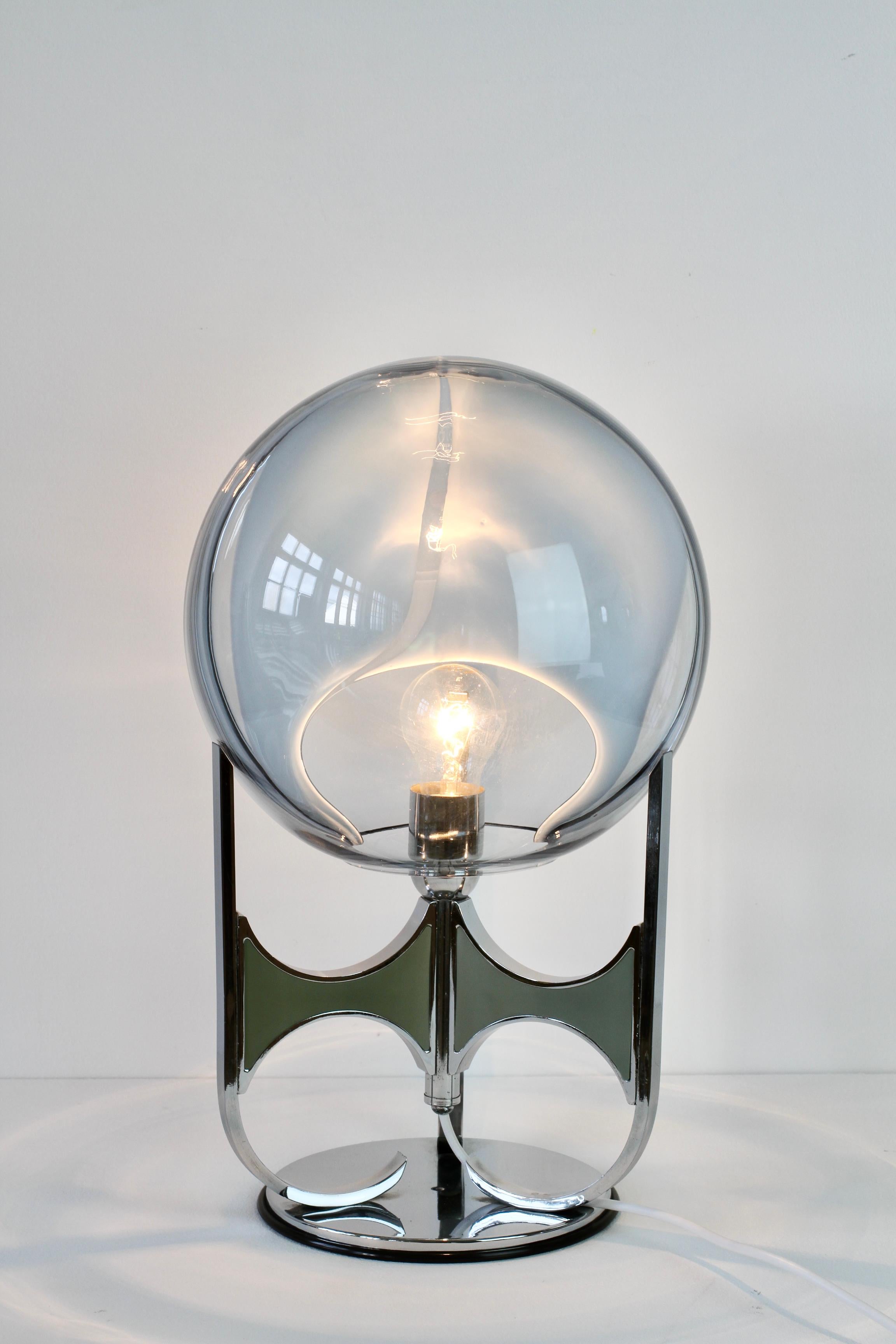 Seltene Toni Zuccheri 'attr.' aus den 1970er Jahren Große italienische Membran Murano Glas Tischlampe im Zustand „Gut“ im Angebot in Landau an der Isar, Bayern