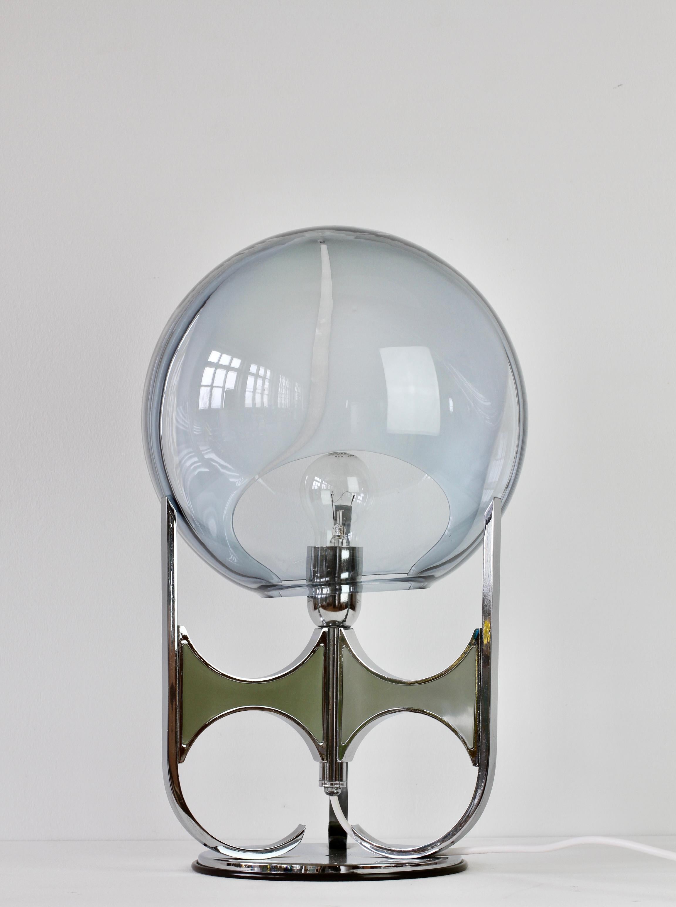 Seltene Toni Zuccheri 'attr.' aus den 1970er Jahren Große italienische Membran Murano Glas Tischlampe im Angebot 1