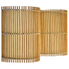 1970s Rattan and Bamboo Sconces in the Style of Louis Sognot