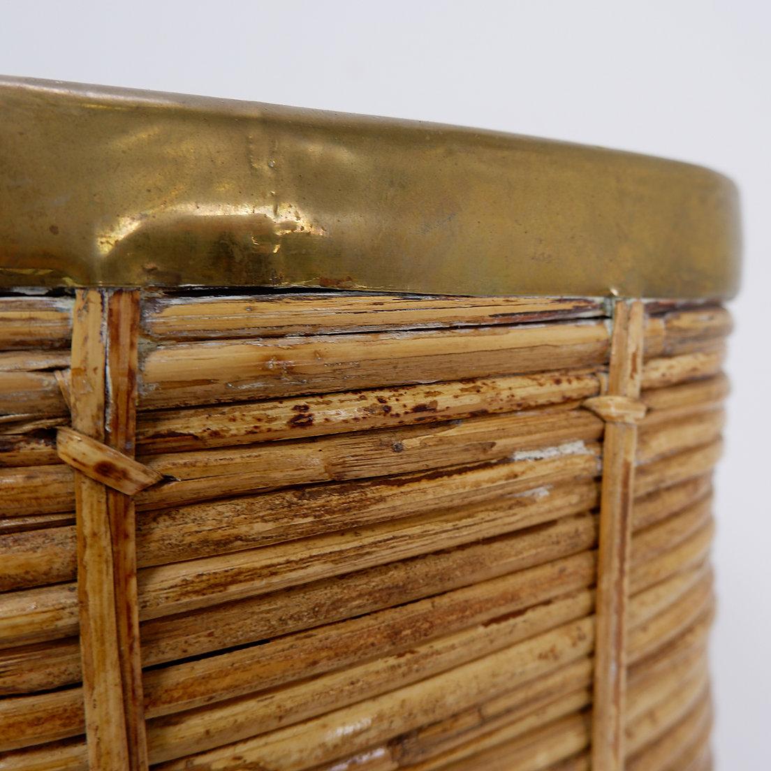 Portaombrelli in rattan e ottone degli anni '70 - Italia in vendita 3