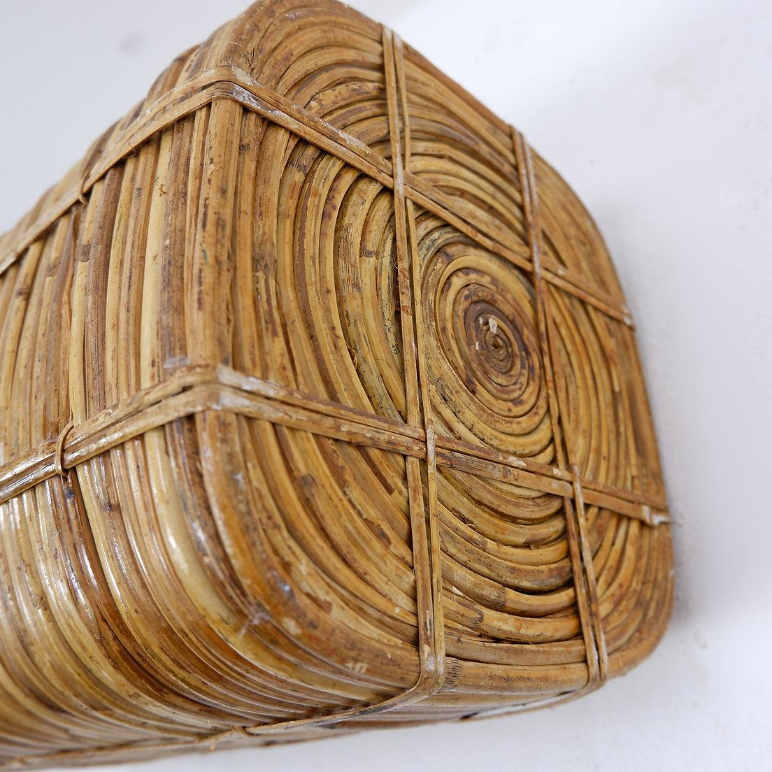Mid-Century moderno Portaombrelli in rattan e ottone degli anni '70 - Italia in vendita
