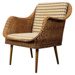 Sillón de ratán de los años 70, Uluv, Checoslovaquia