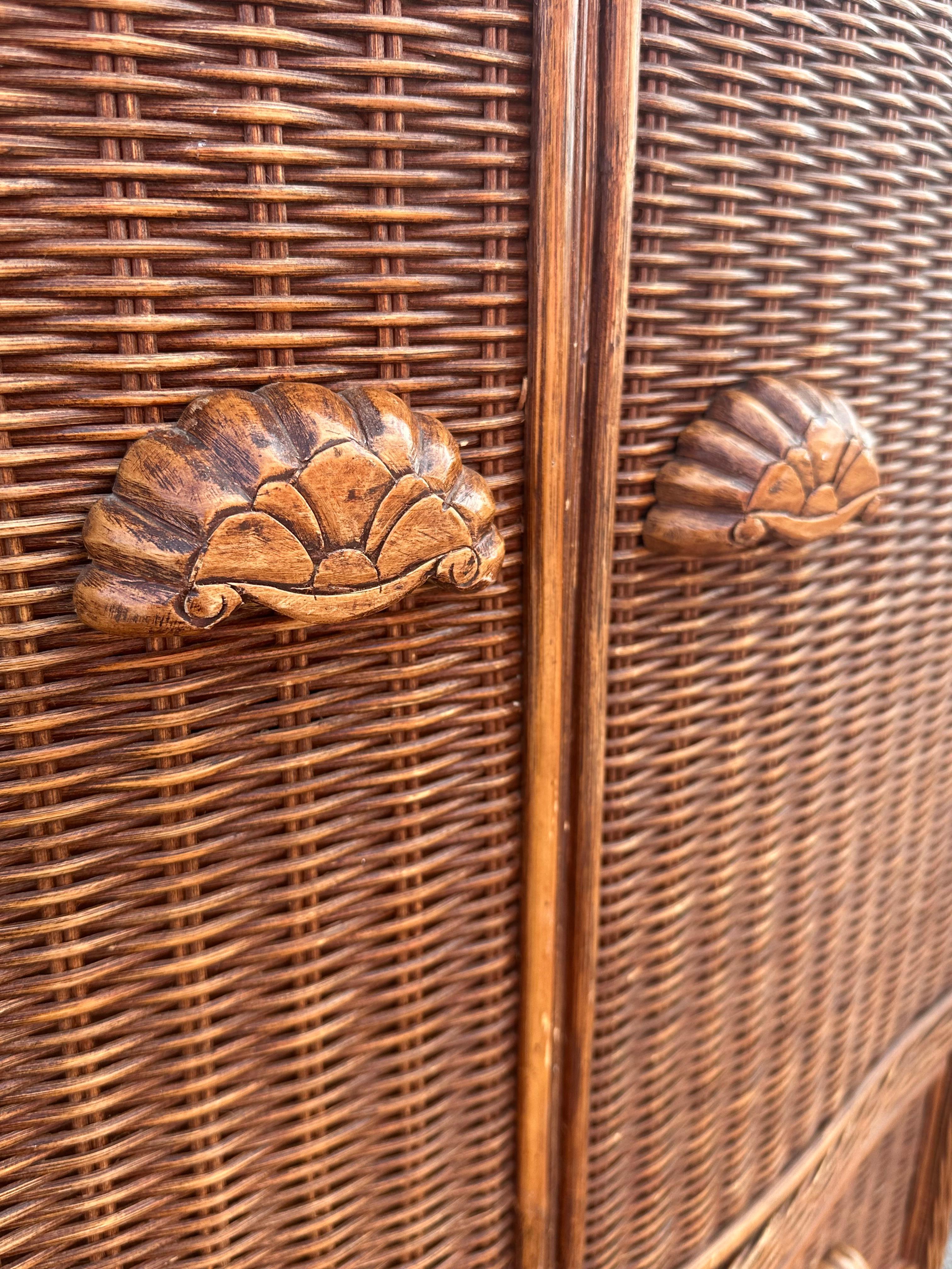 Armoire en rotin des années 1970 Armoire de rangement 3