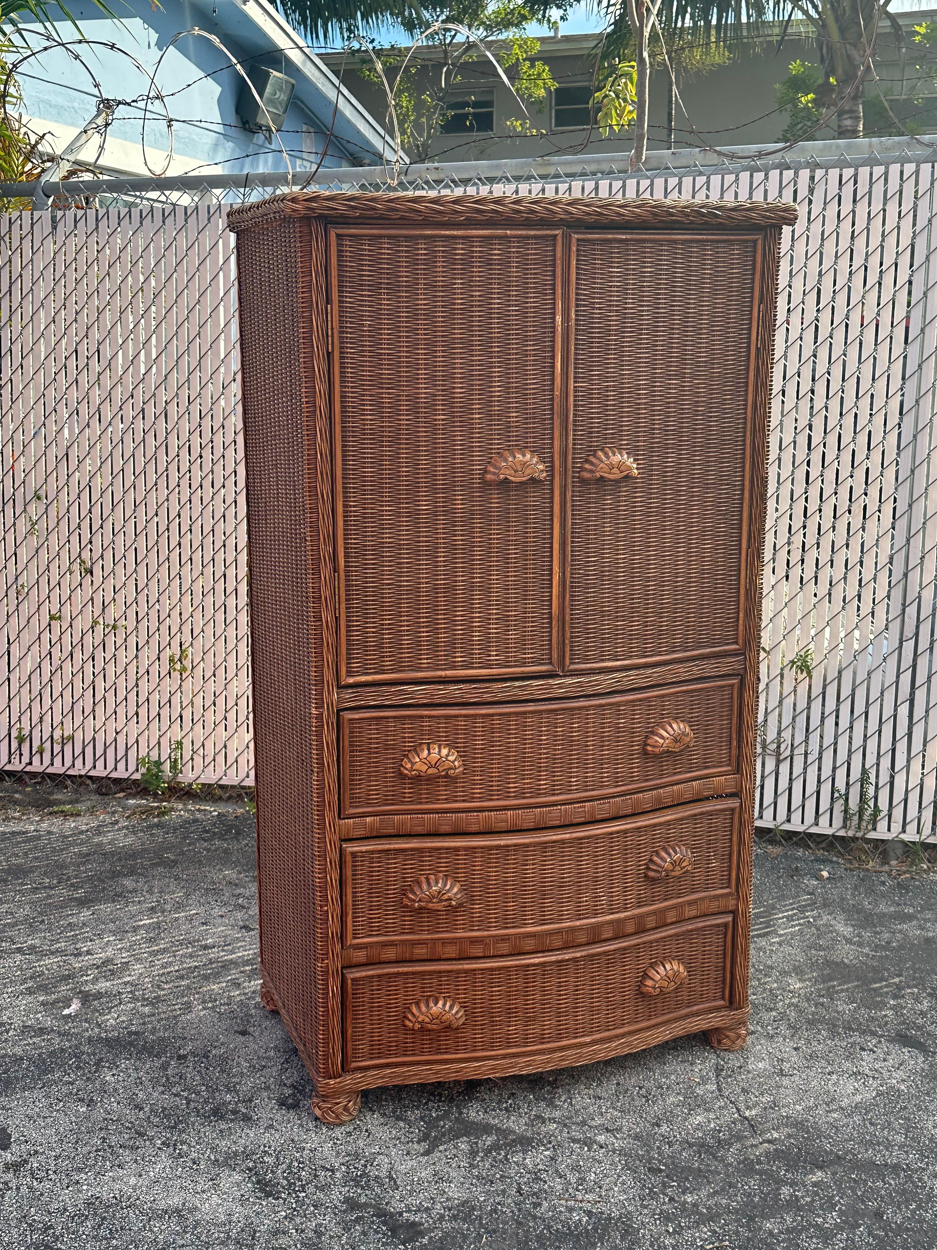 Philippin Armoire en rotin des années 1970 Armoire de rangement