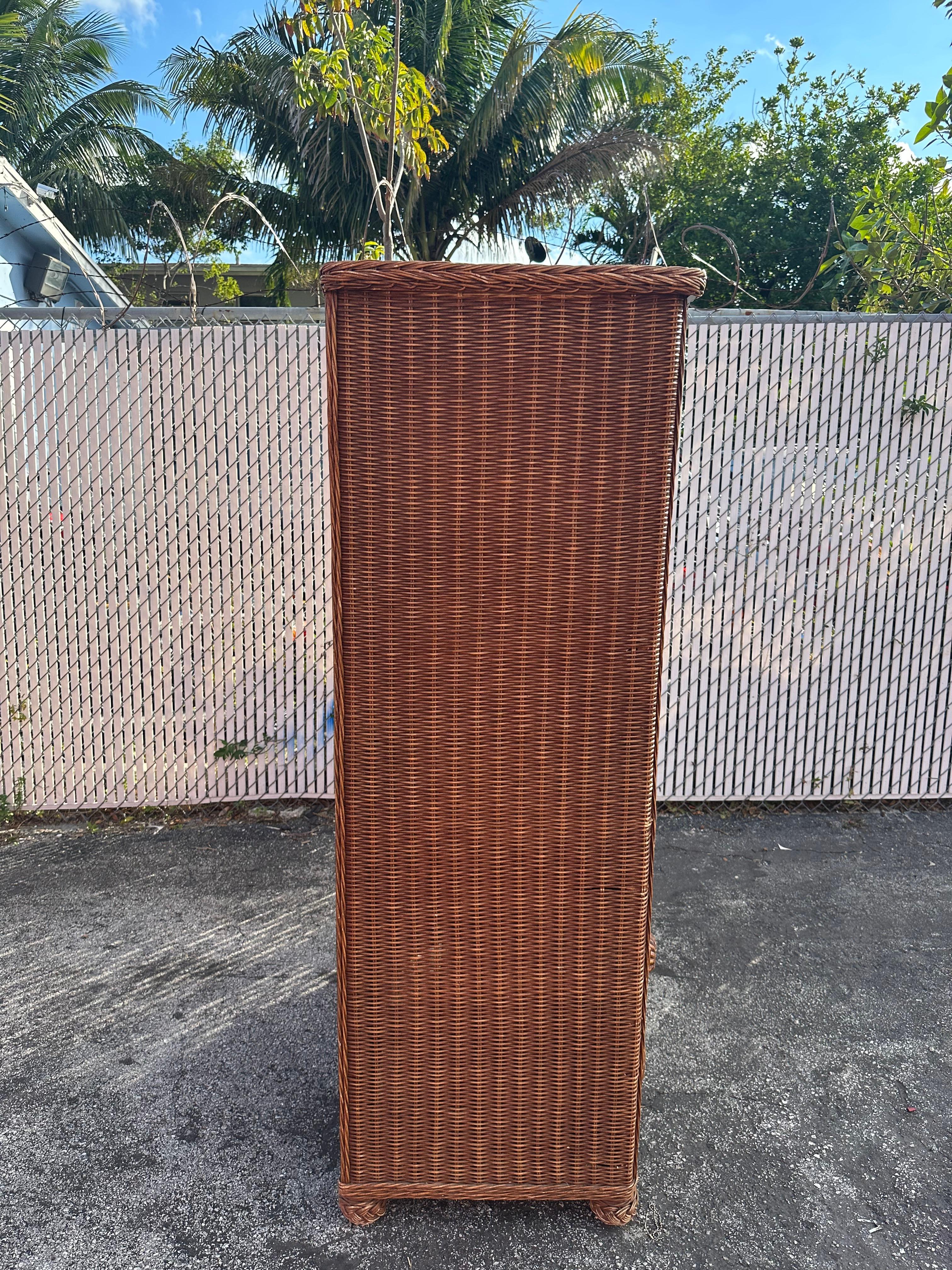 Fin du 20e siècle Armoire en rotin des années 1970 Armoire de rangement