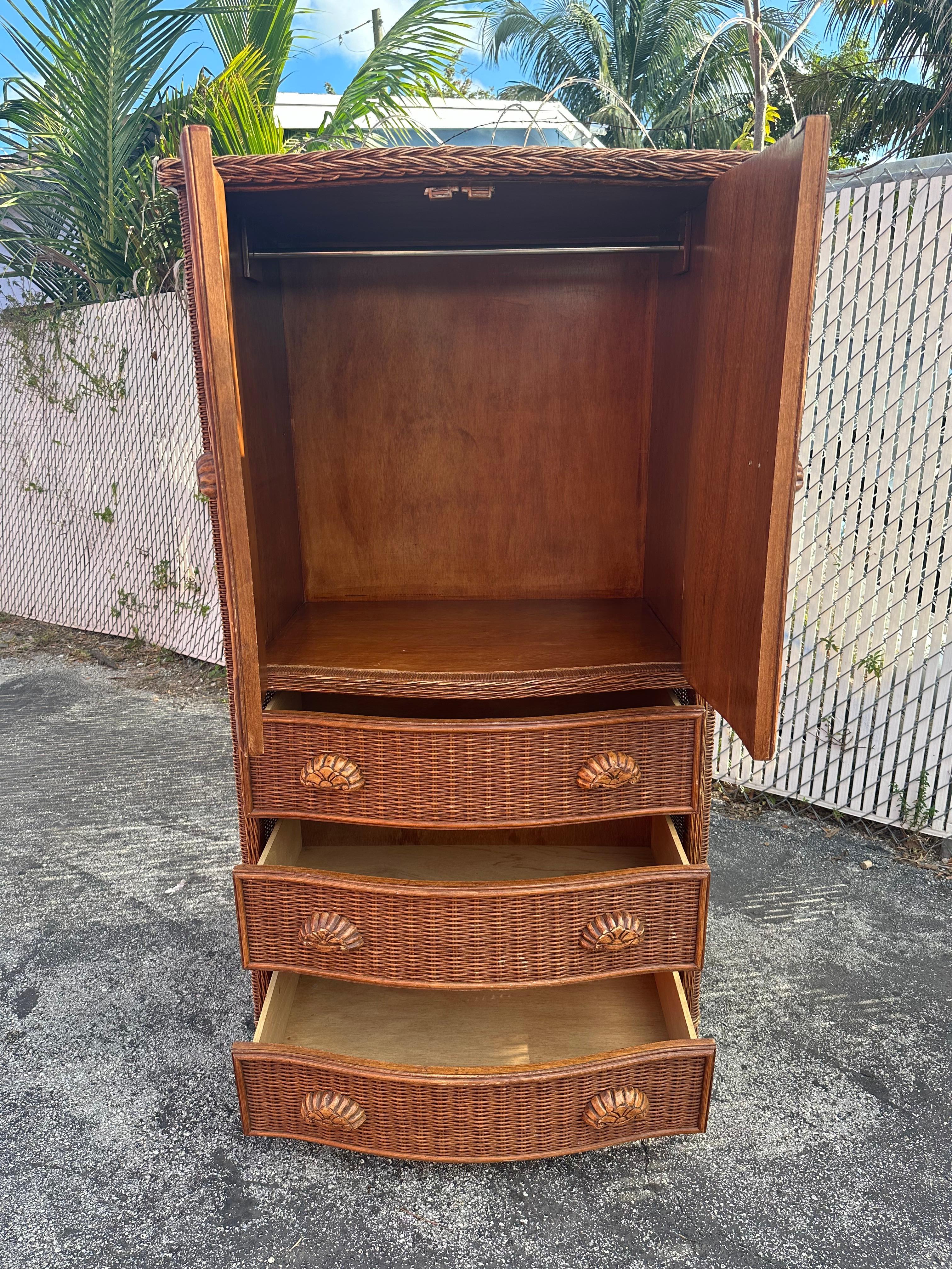 Armoire en rotin des années 1970 Armoire de rangement 2