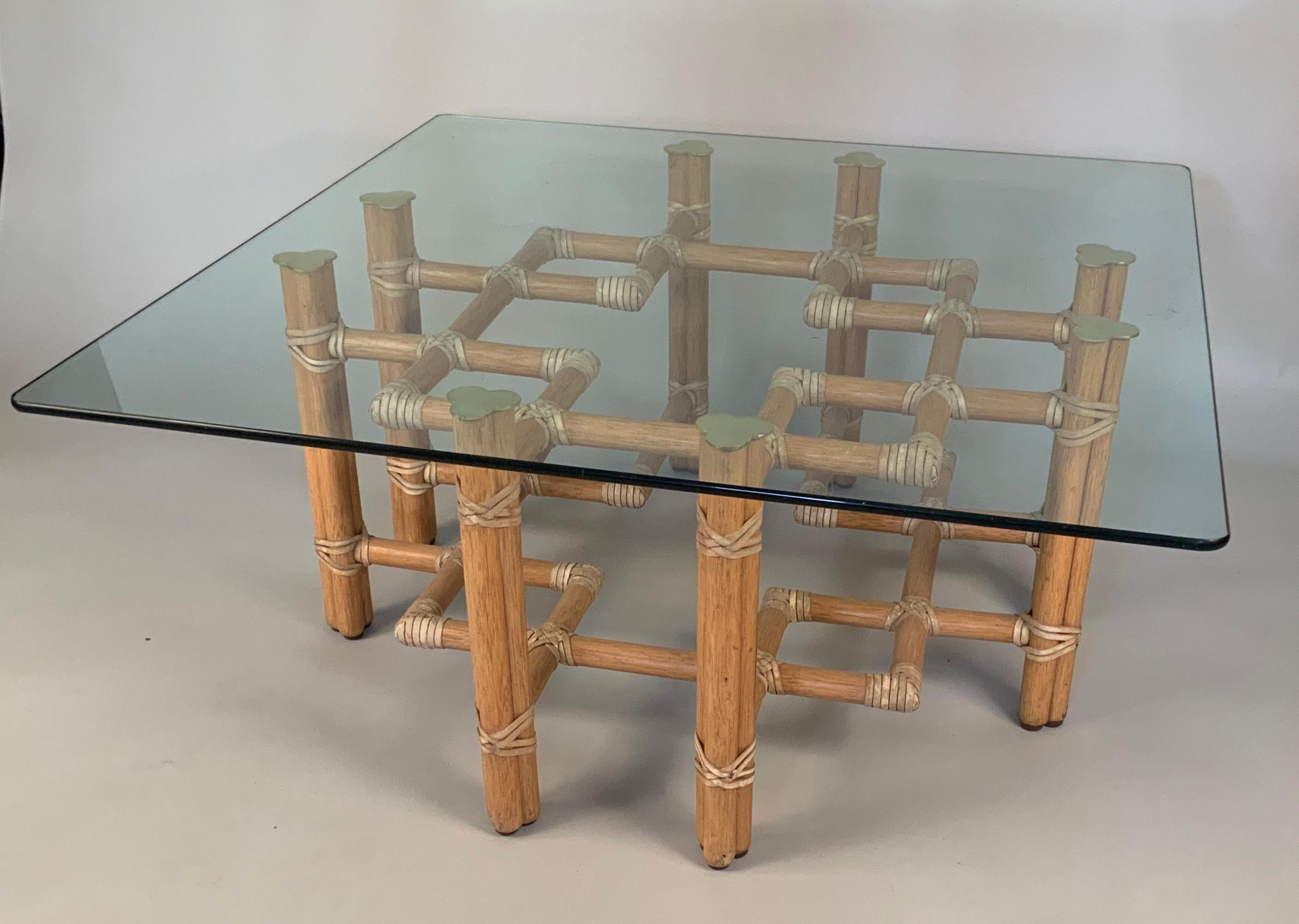 1970s Rattan and Bamboo Coffee Table by McGuire In Good Condition In Hudson, NY