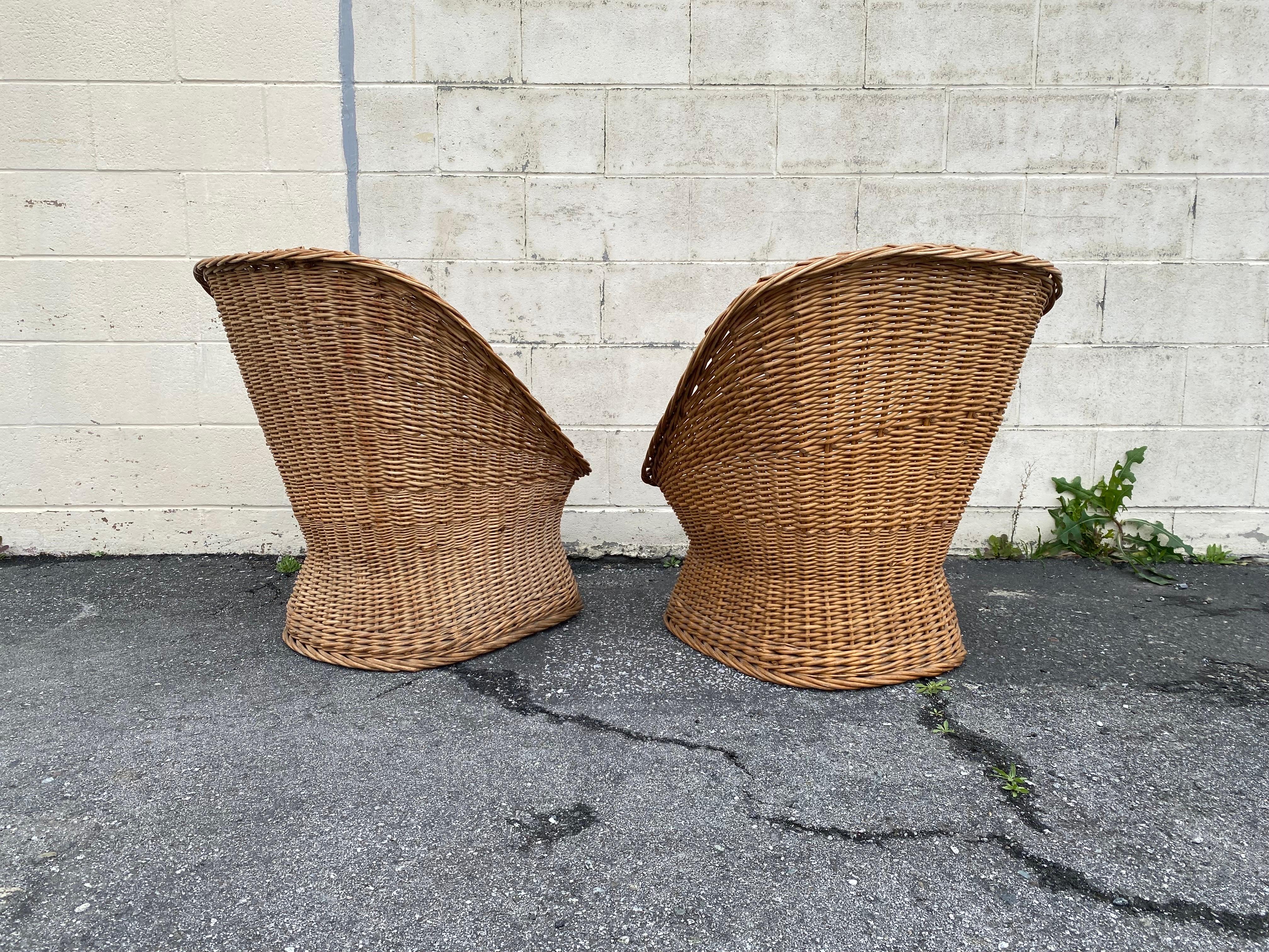 rattan barrel chair vintage