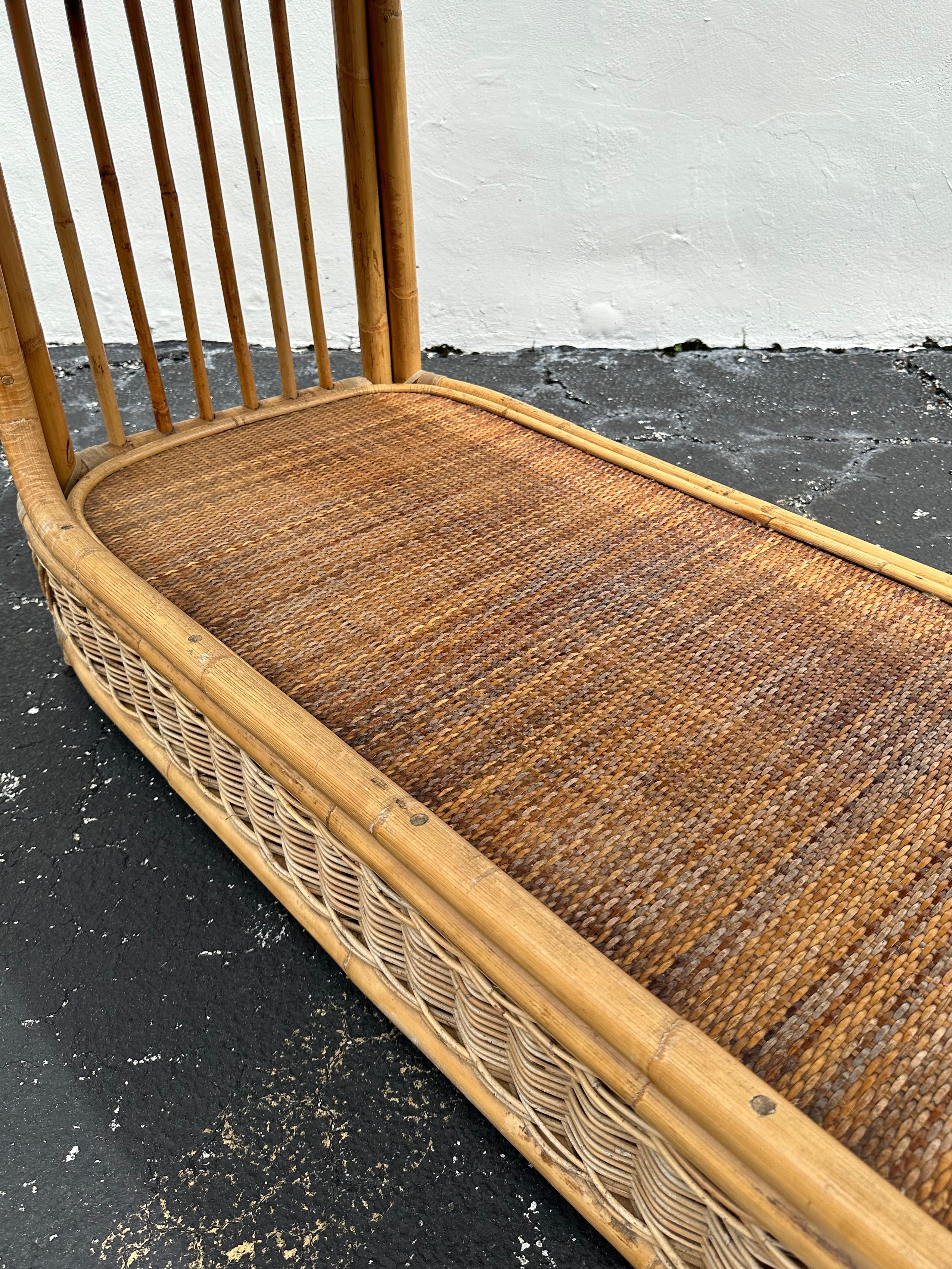 1970s Rattan Cane Oval Double Tier Console Table For Sale 7