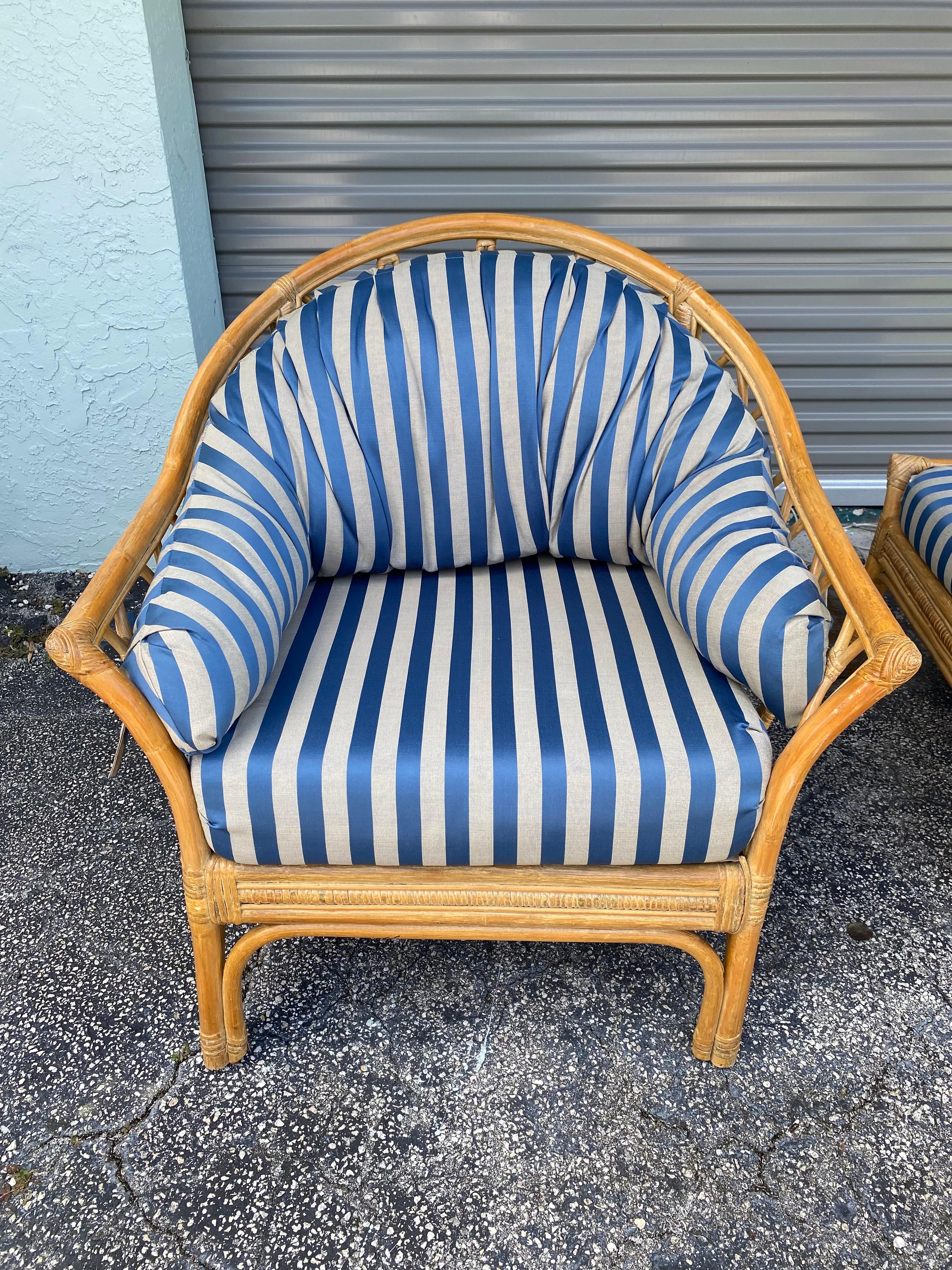 1970s Rattan Chair and Ottoman, Set of 2 For Sale 2