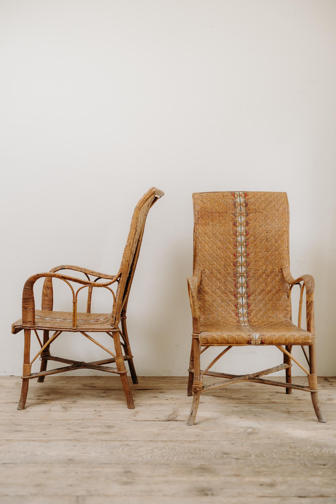 Chaises en rotin des années 1970 en vente 11
