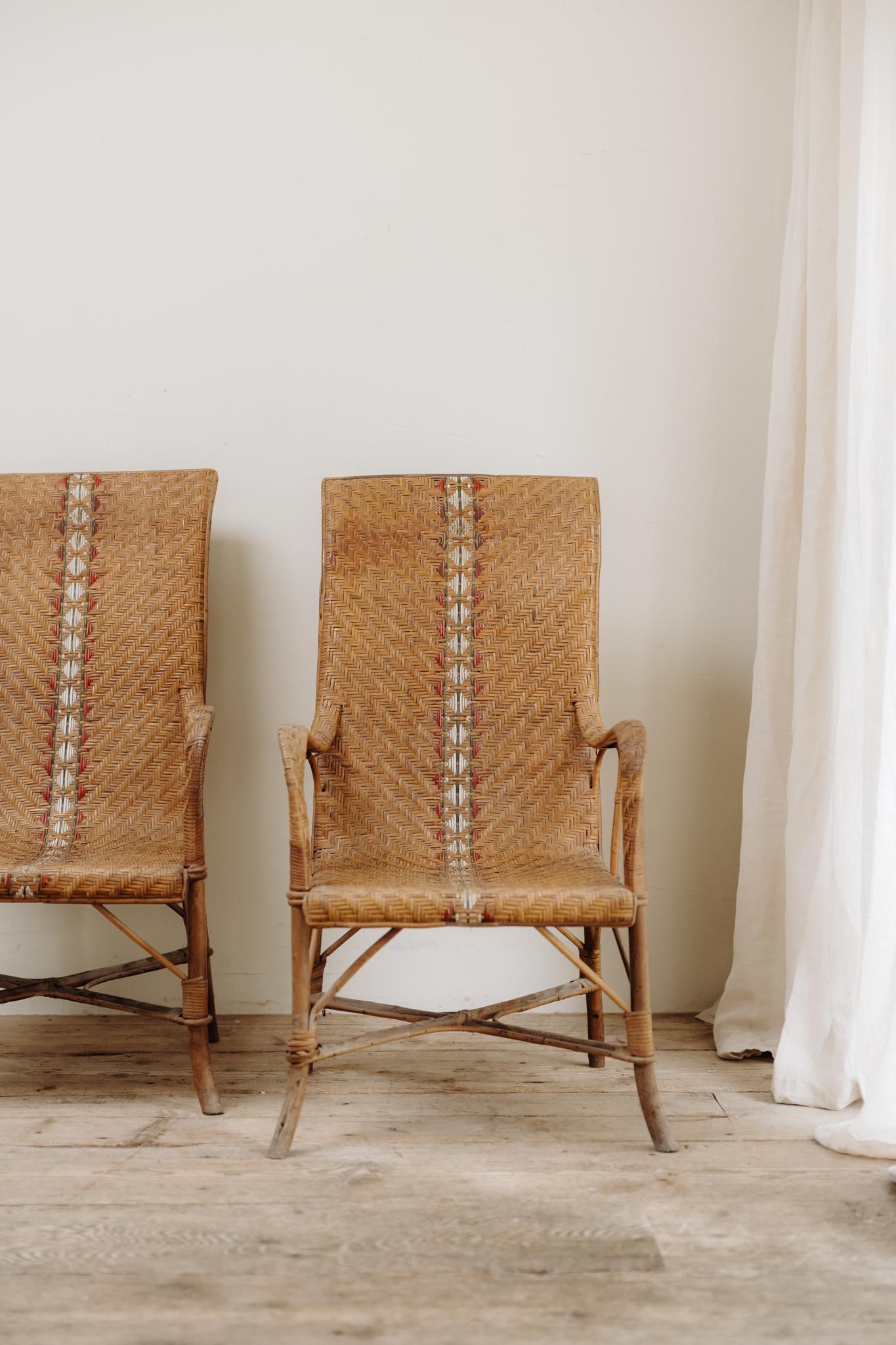 Chaises en rotin des années 1970 Bon état - En vente à Brecht, BE