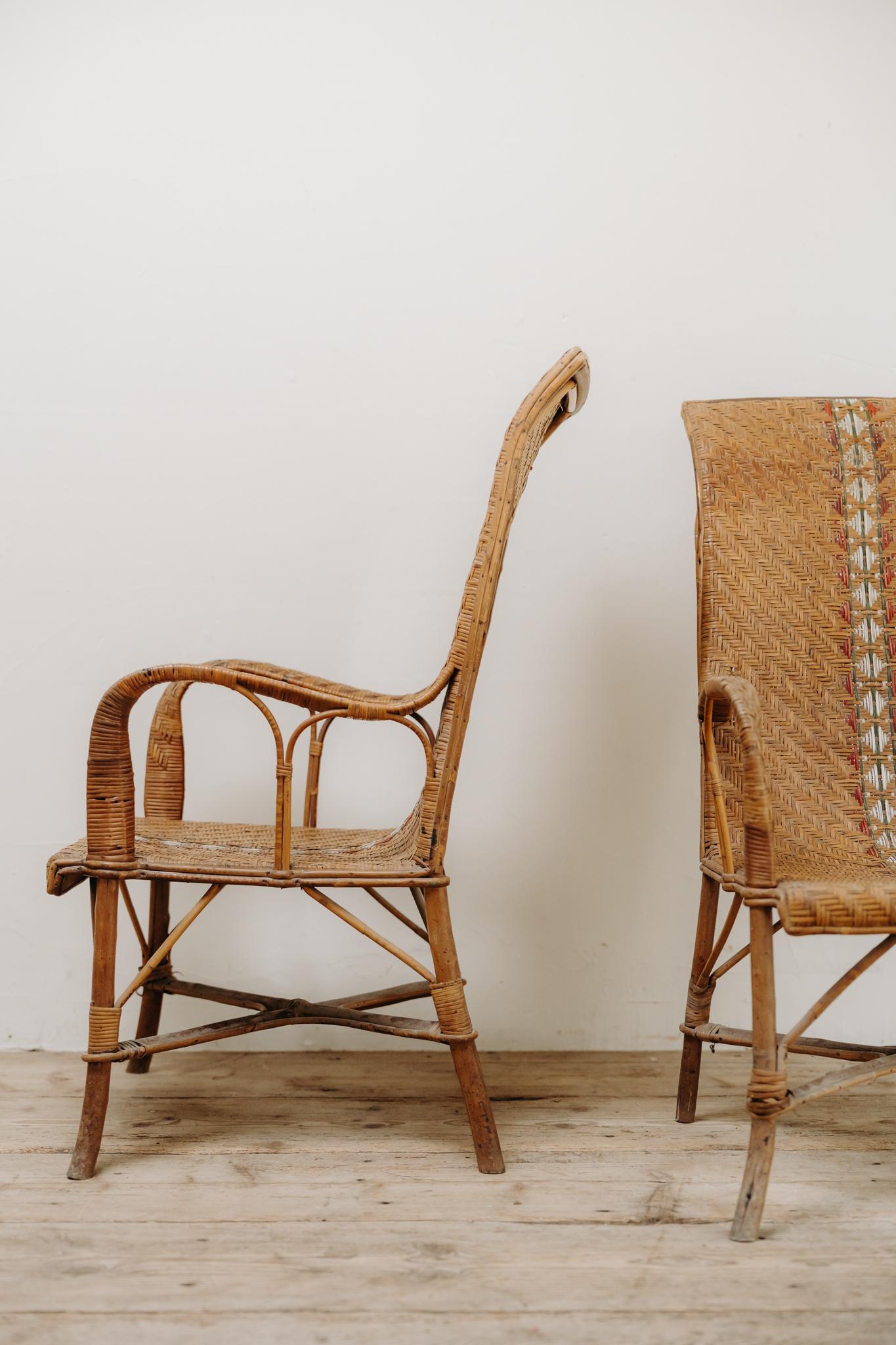 Chaises en rotin des années 1970 en vente 1
