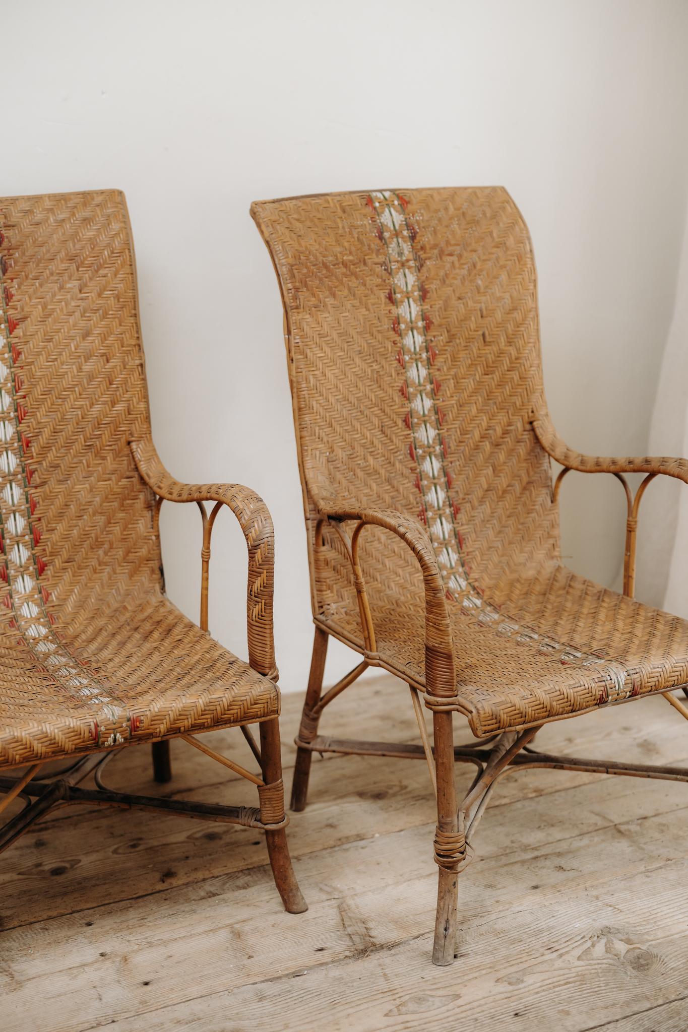 Chaises en rotin des années 1970 en vente 2