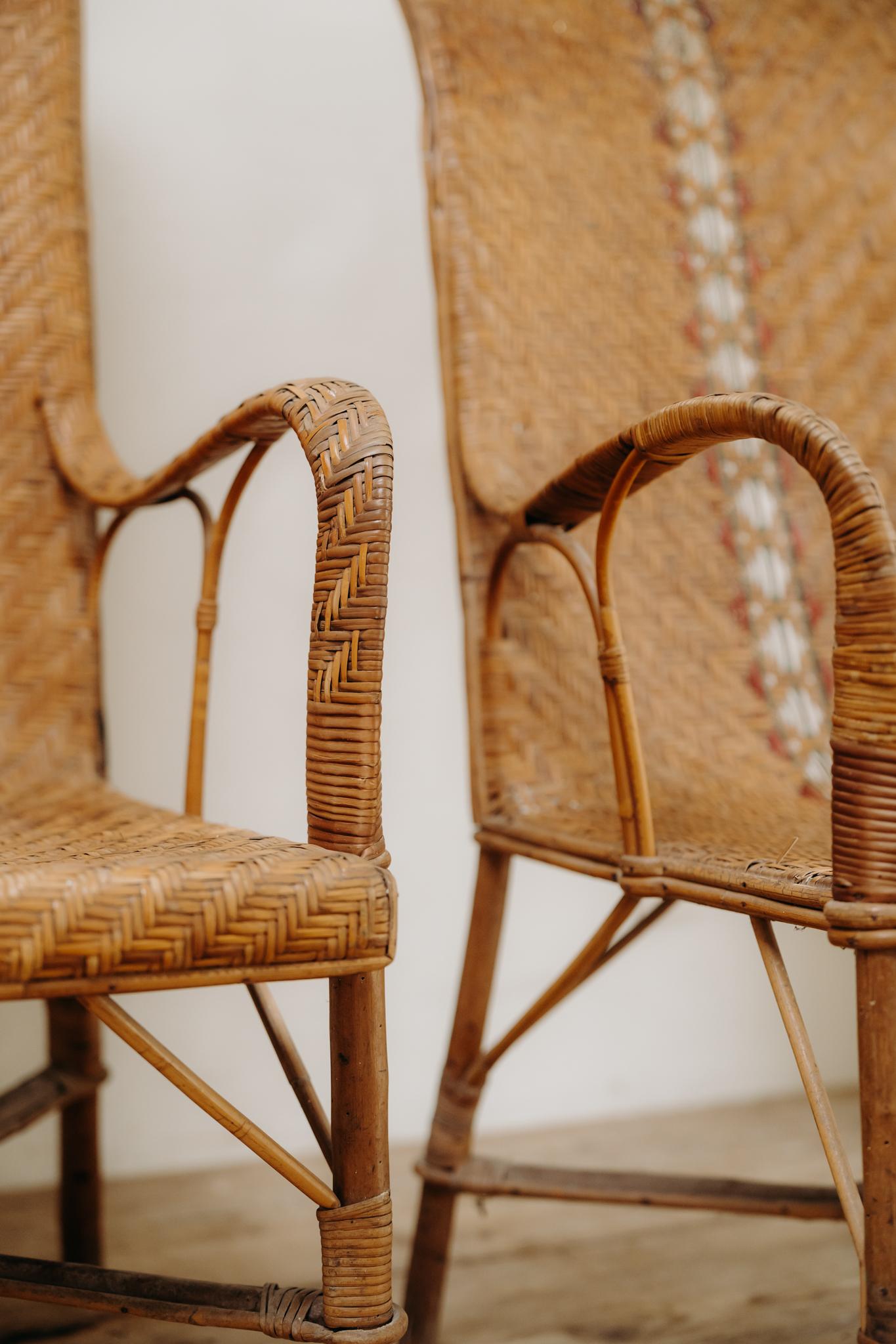 Chaises en rotin des années 1970 en vente 3