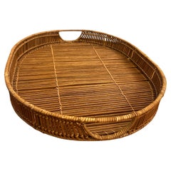 1970's rattan Large Oval Tray